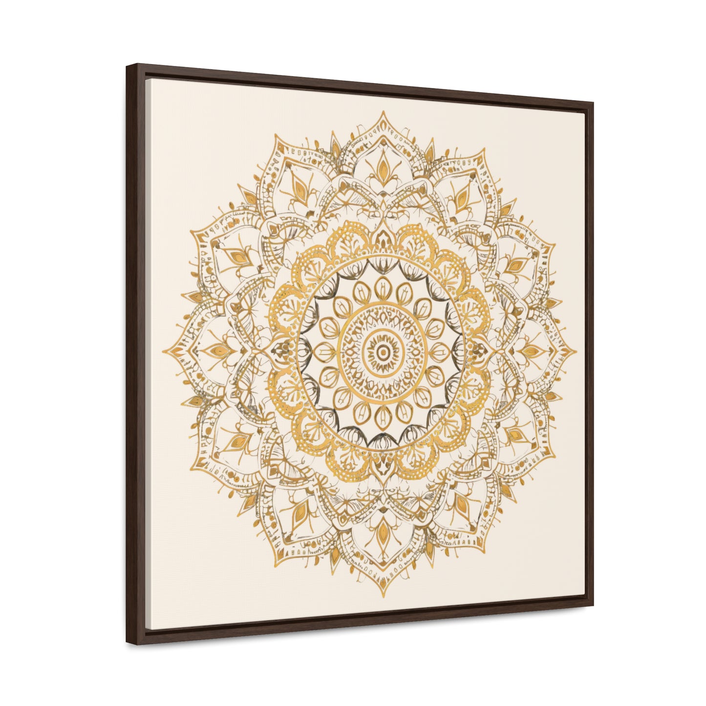 Gold Mandala on Off-White - Framed Gallery Canvas Wrap - Erdau Designs