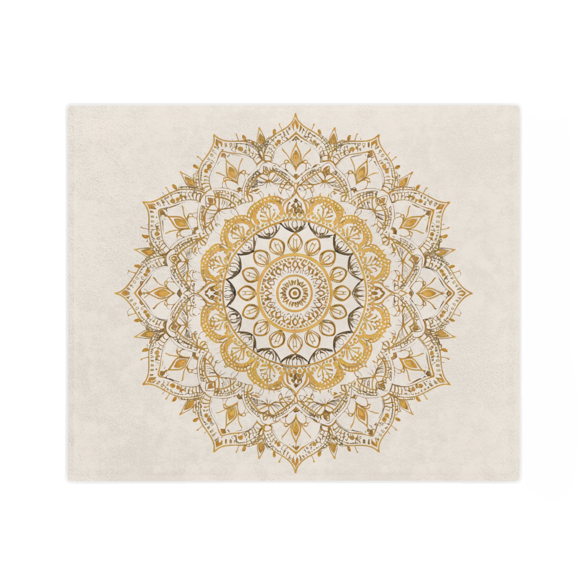 Gold Mandala on Off-White - Extra Soft Velveteen Blanket - Erdau Designs