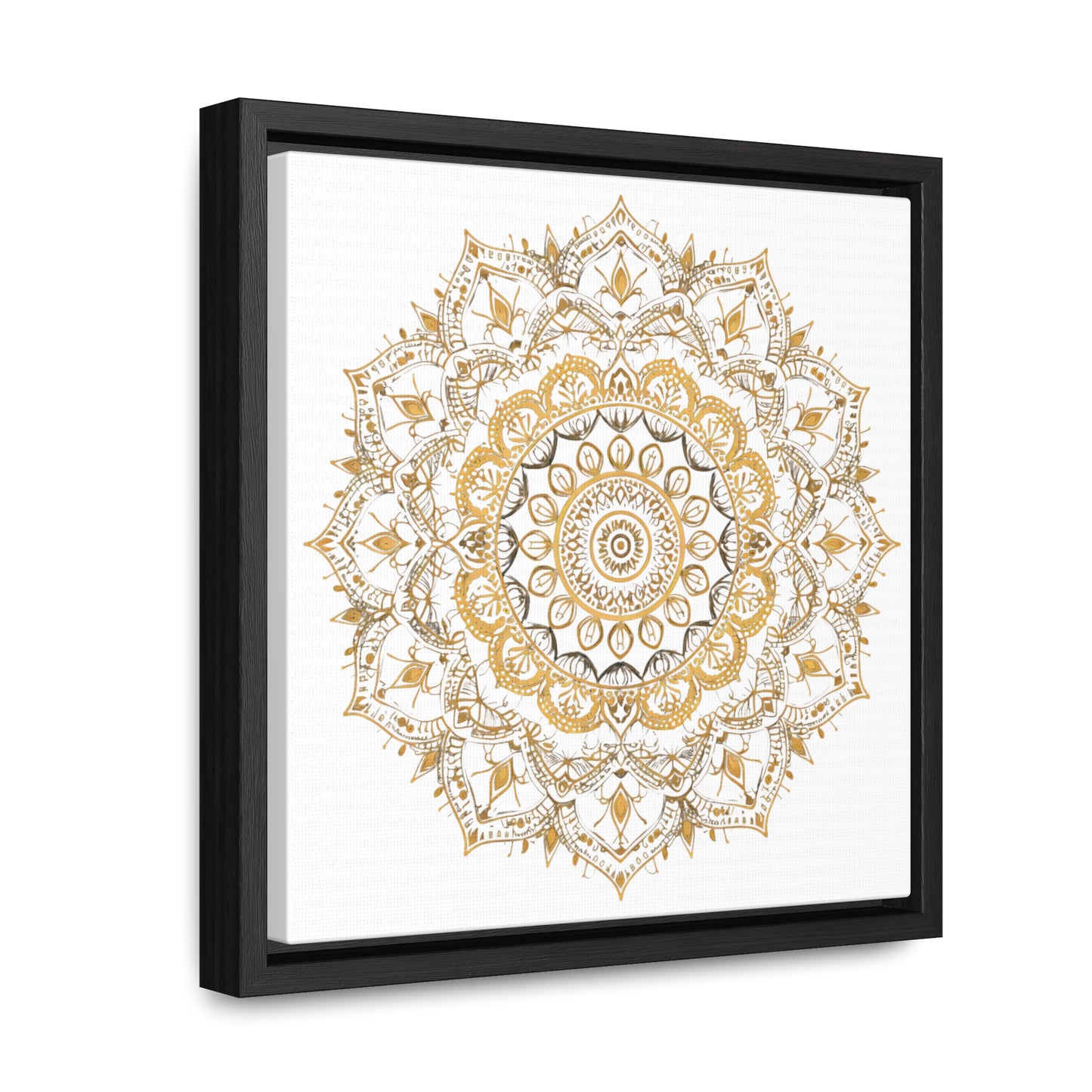 Gold Mandala on White - Framed Gallery Canvas Wrap - Erdau Designs