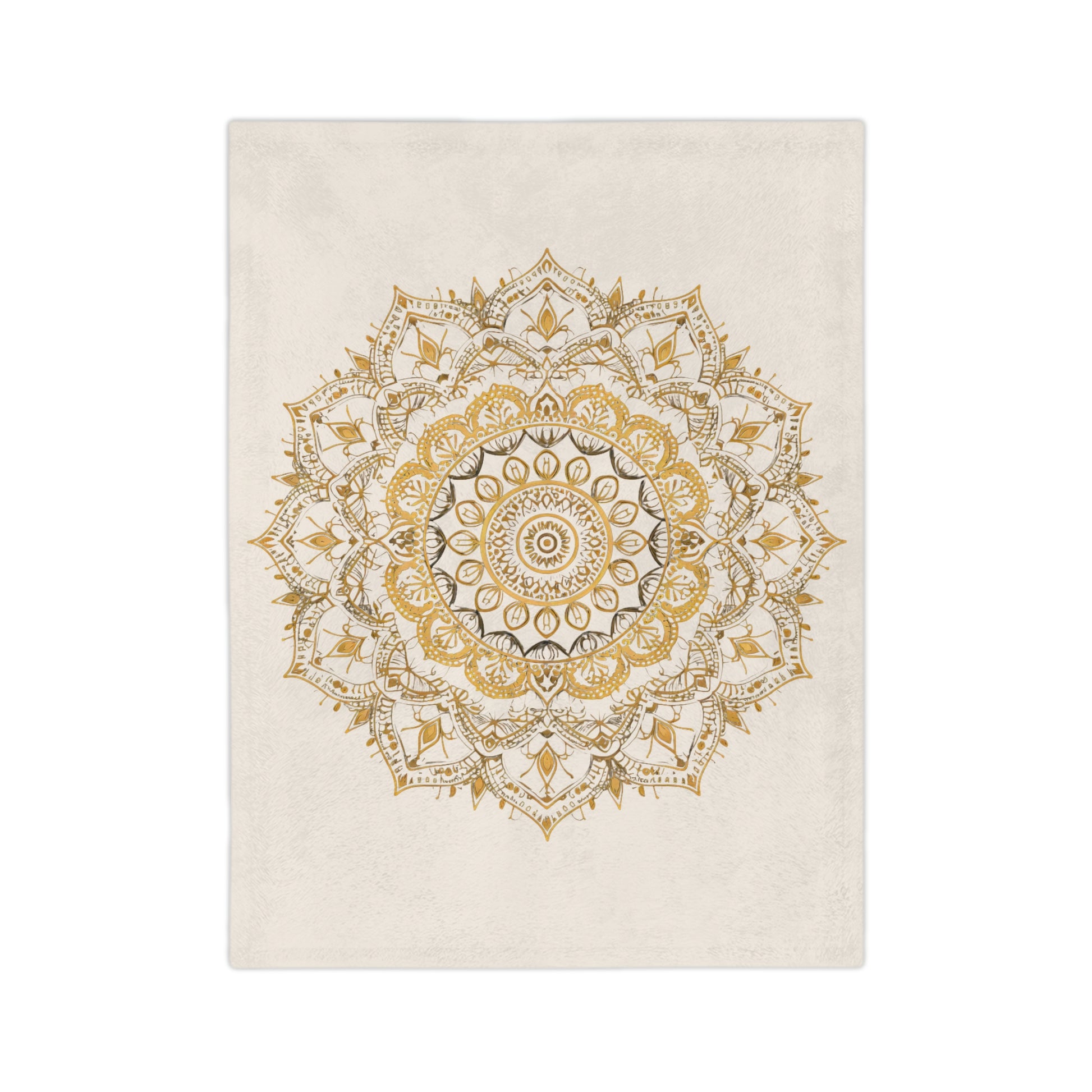 Gold Mandala on Off-White - Extra Soft Velveteen Blanket - Erdau Designs