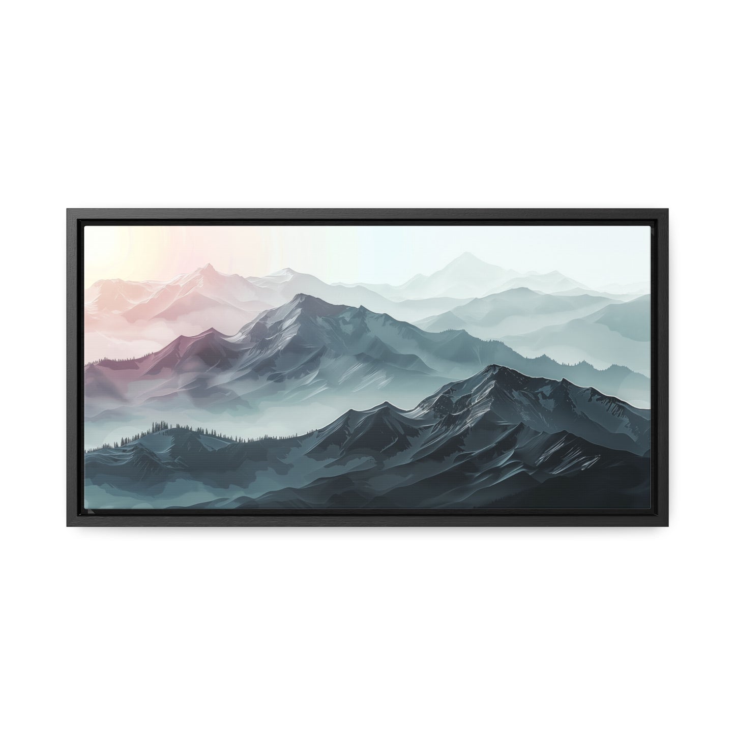 Rainbow Gradient Mountains - Framed Gallery Canvas Wrap