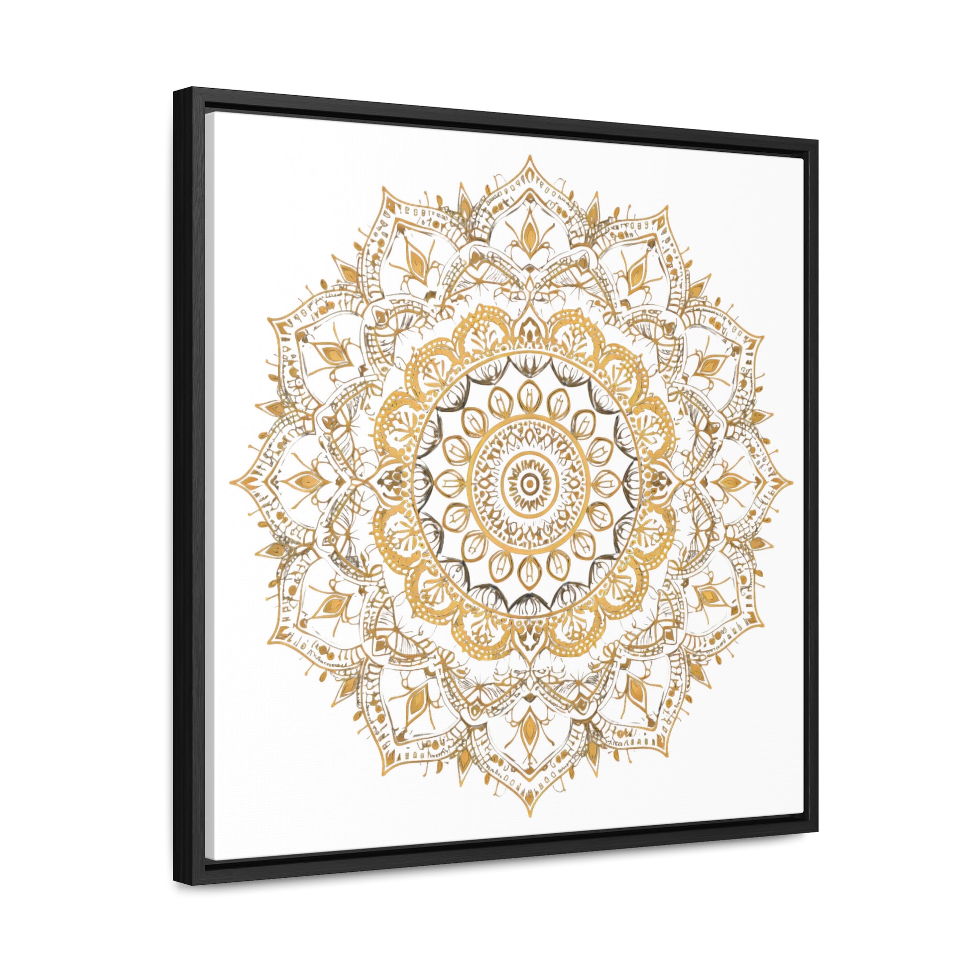 Gold Mandala on White - Framed Gallery Canvas Wrap - Erdau Designs