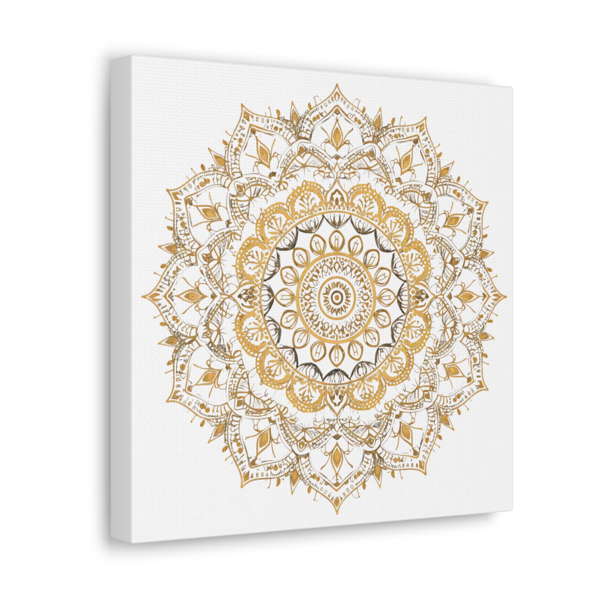 Gold Mandala on White - Gallery Canvas Wrap - Erdau Designs