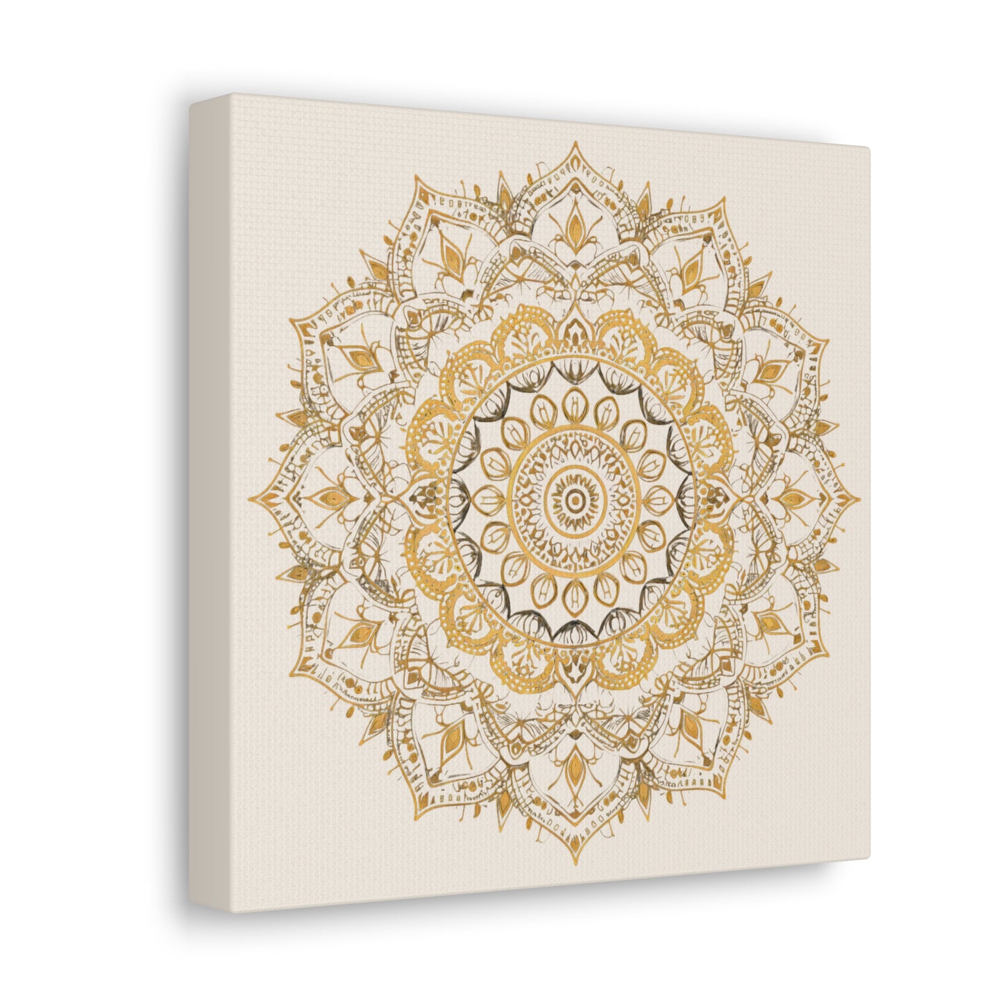 Gold Mandala on Off-White - Gallery Canvas Wrap - Erdau Designs