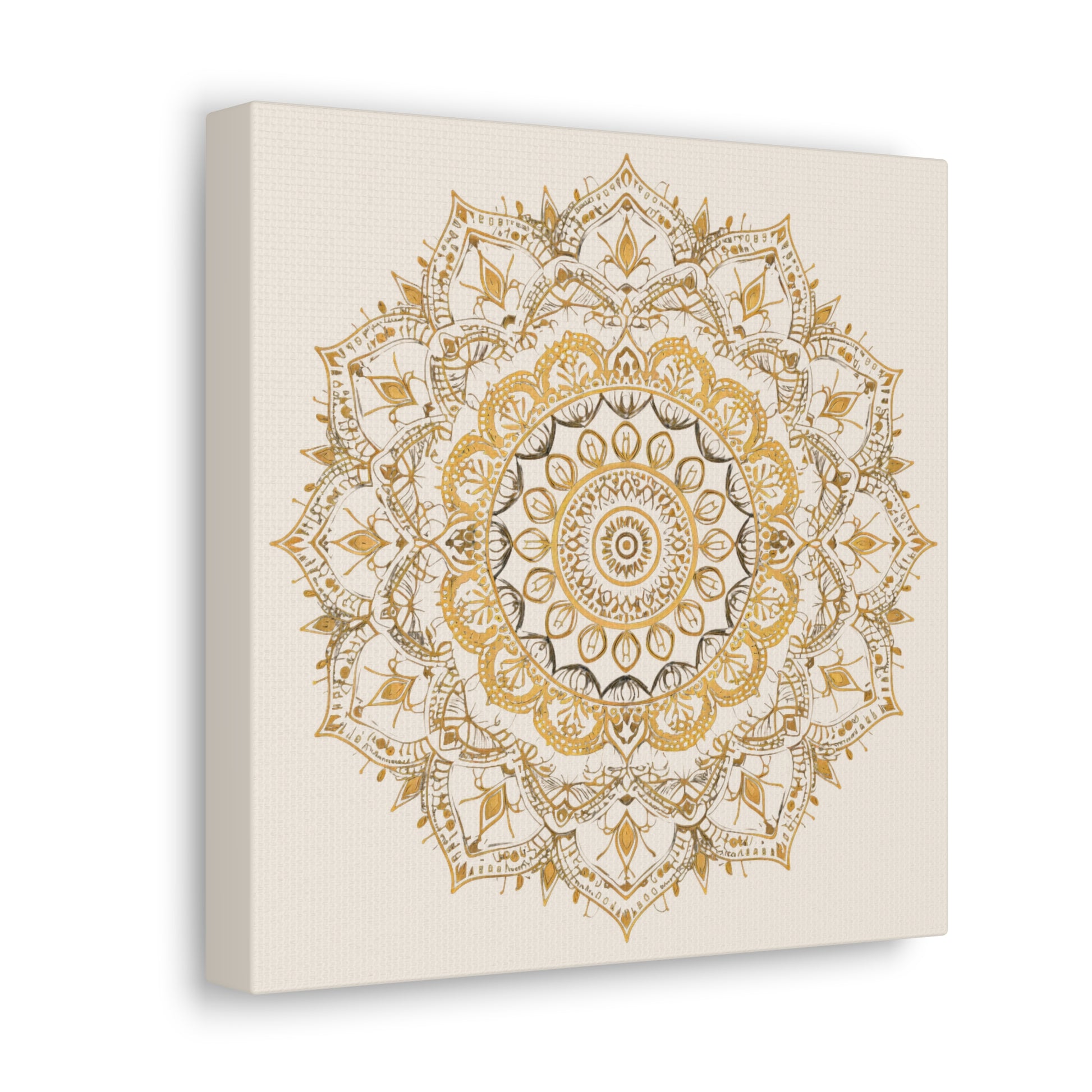 Gold Mandala on Off-White - Gallery Canvas Wrap - Erdau Designs