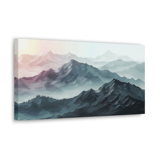 Rainbow Gradient Mountains - Gallery Canvas Wrap