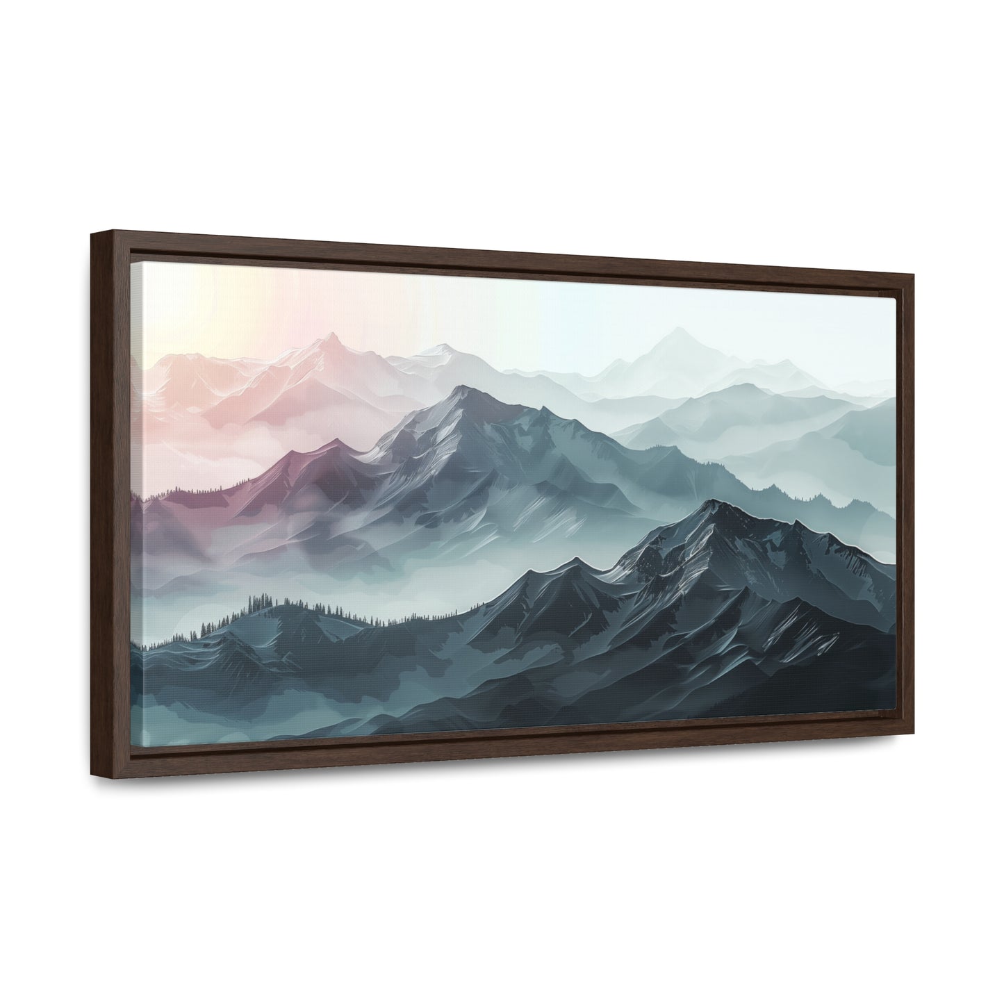 Rainbow Gradient Mountains - Framed Gallery Canvas Wrap