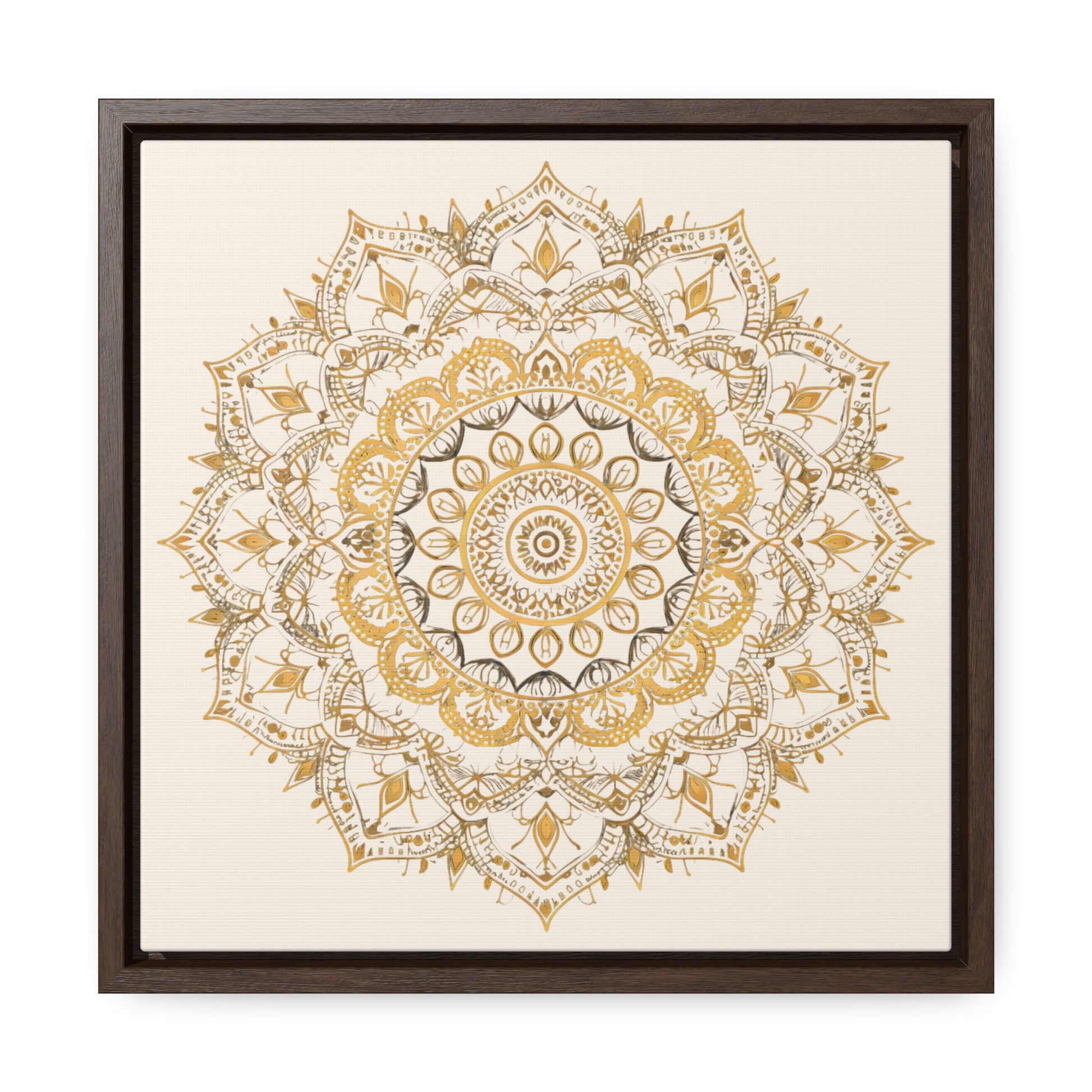 Gold Mandala on Off-White - Framed Gallery Canvas Wrap - Erdau Designs