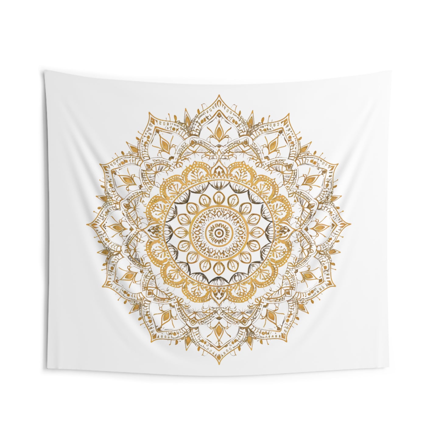 Gold Mandala on White - Wall Tapestry - Erdau Designs