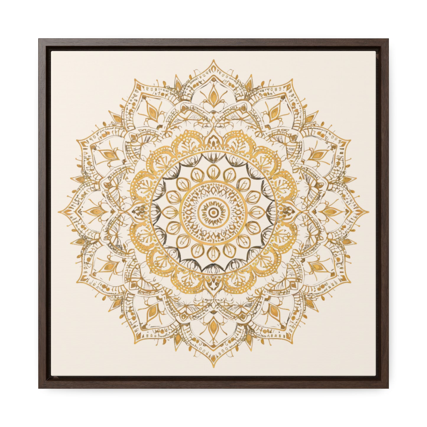 Gold Mandala on Off-White - Framed Gallery Canvas Wrap - Erdau Designs