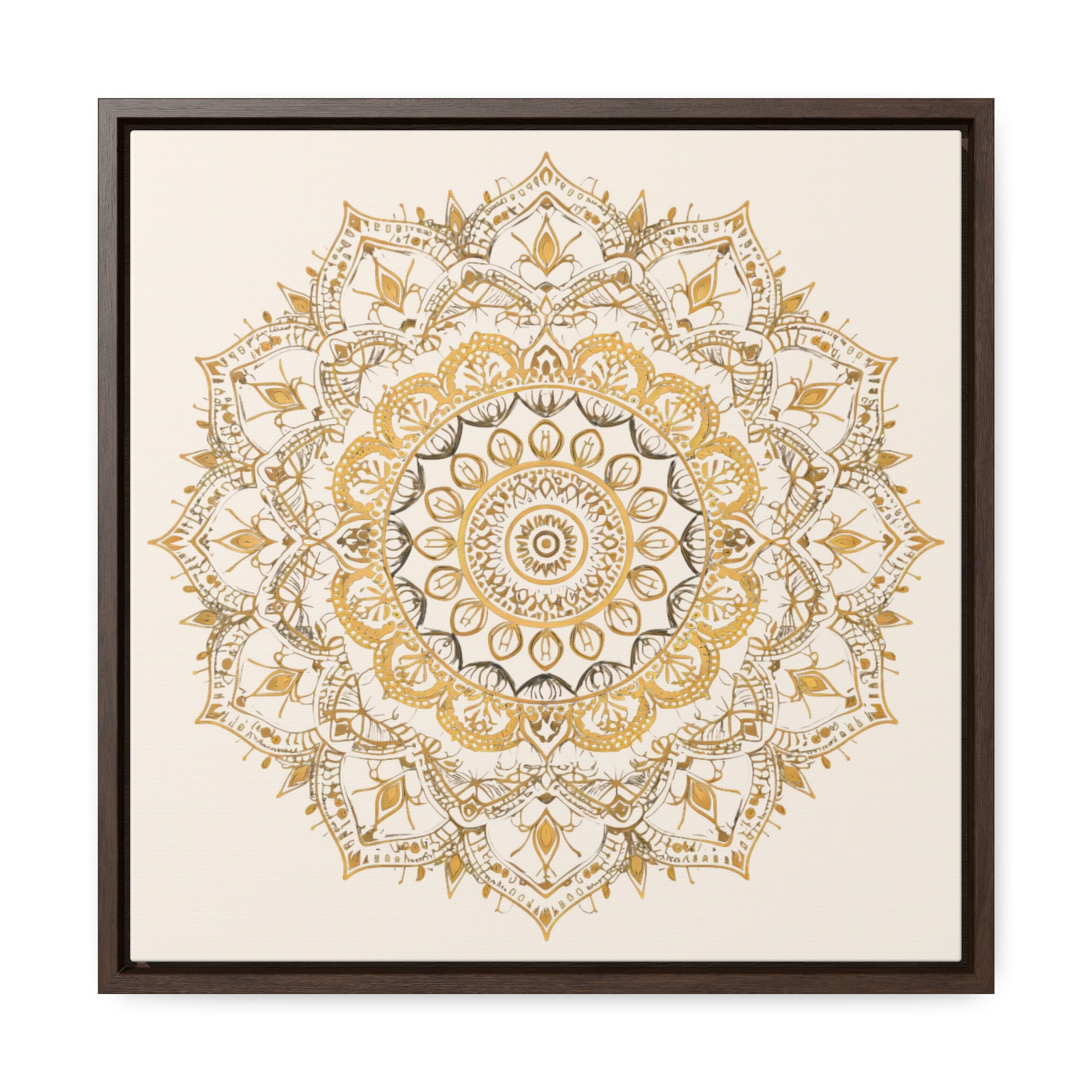 Gold Mandala on Off-White - Framed Gallery Canvas Wrap - Erdau Designs