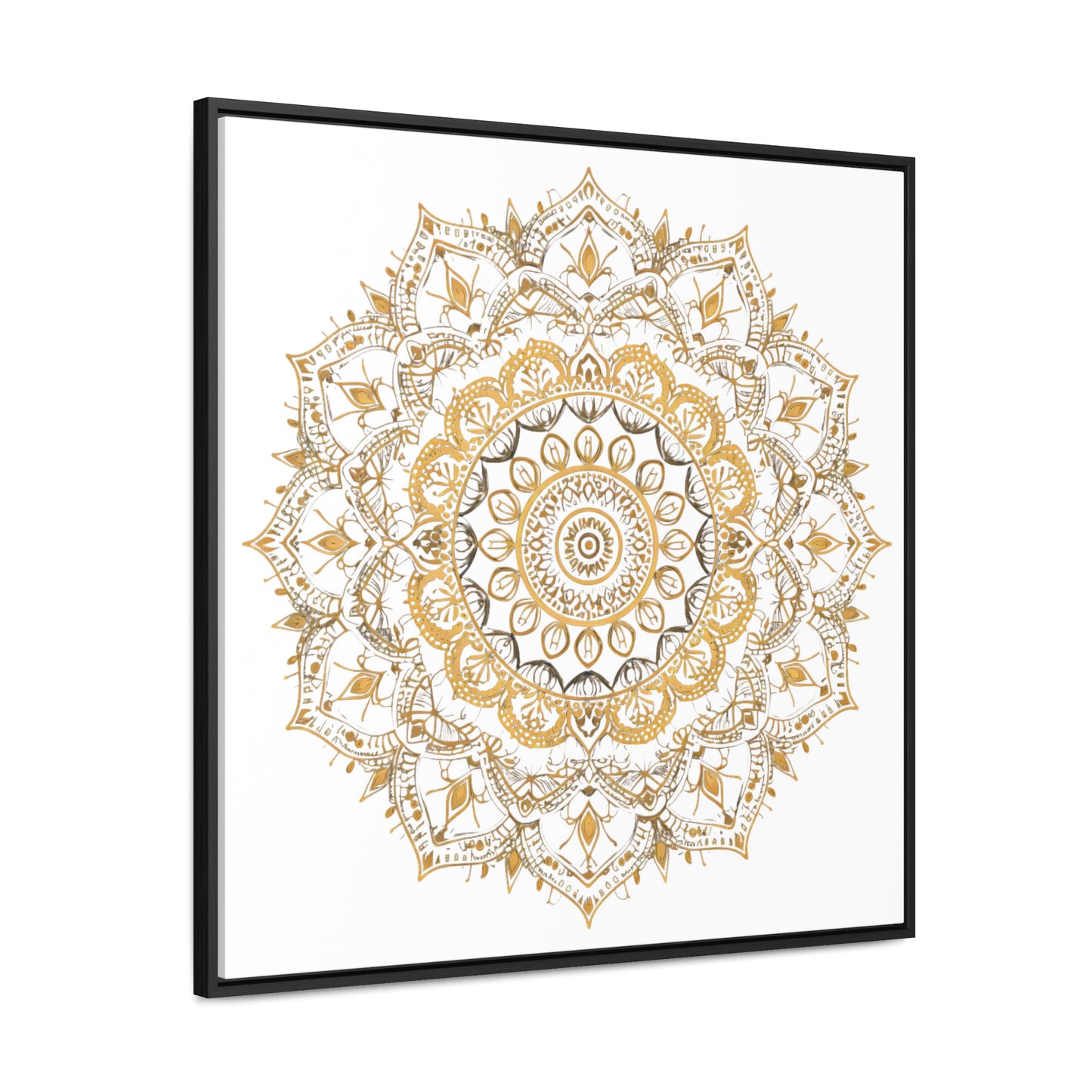 Gold Mandala on White - Framed Gallery Canvas Wrap - Erdau Designs