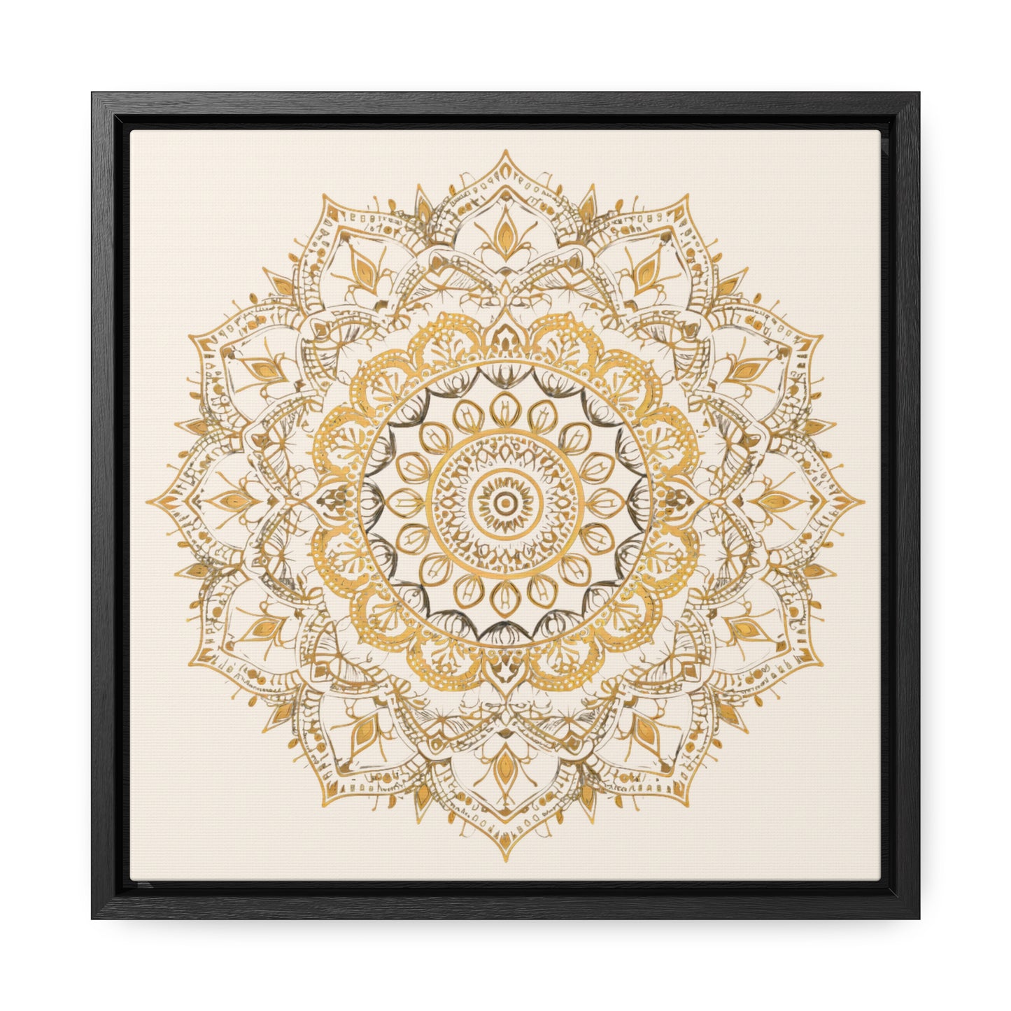 Gold Mandala on Off-White - Framed Gallery Canvas Wrap - Erdau Designs