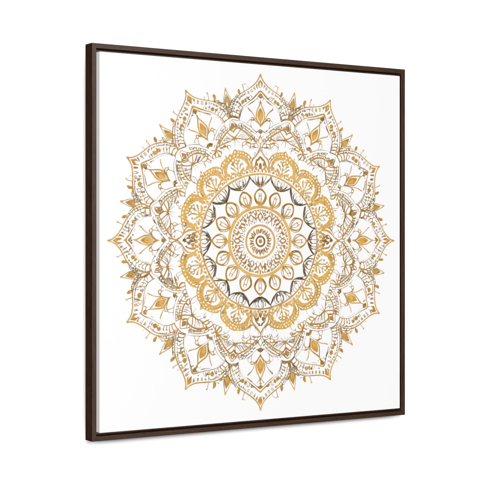 Gold Mandala on White - Framed Gallery Canvas Wrap - Erdau Designs