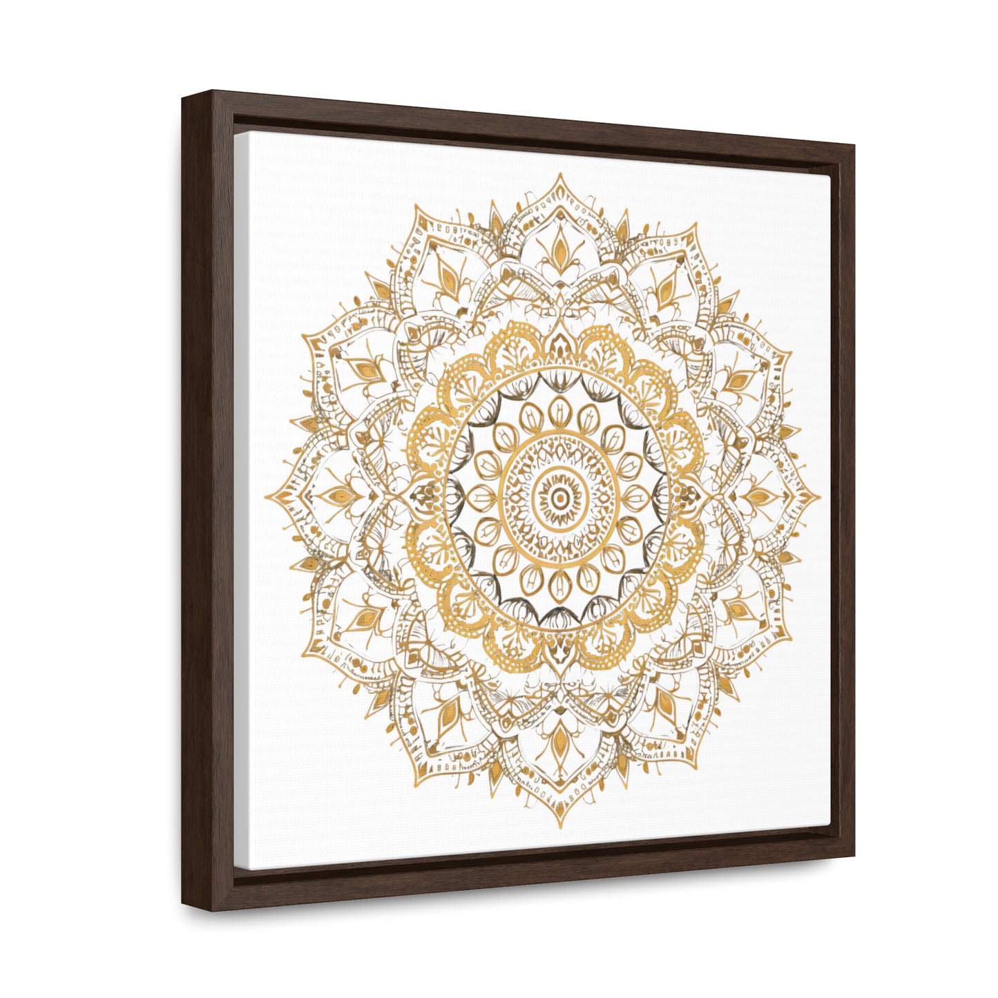 Gold Mandala on White - Framed Gallery Canvas Wrap - Erdau Designs