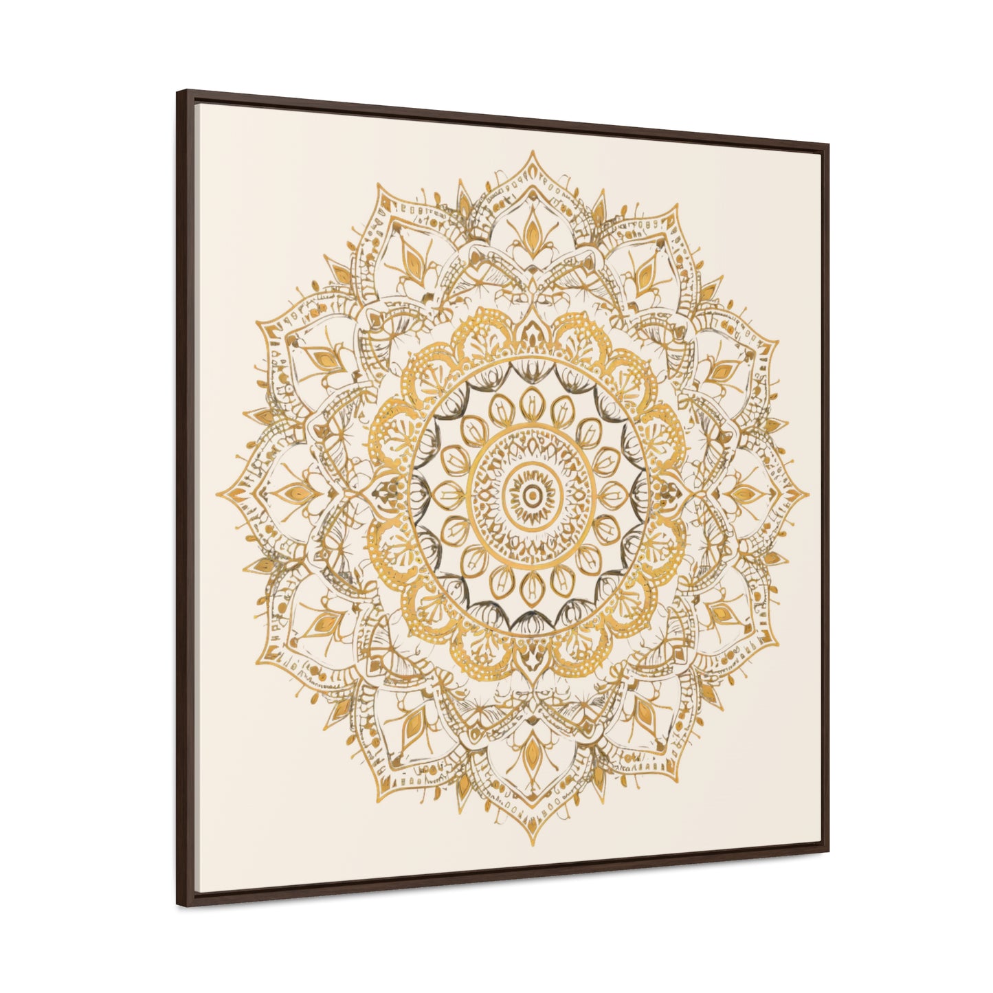 Gold Mandala on Off-White - Framed Gallery Canvas Wrap - Erdau Designs