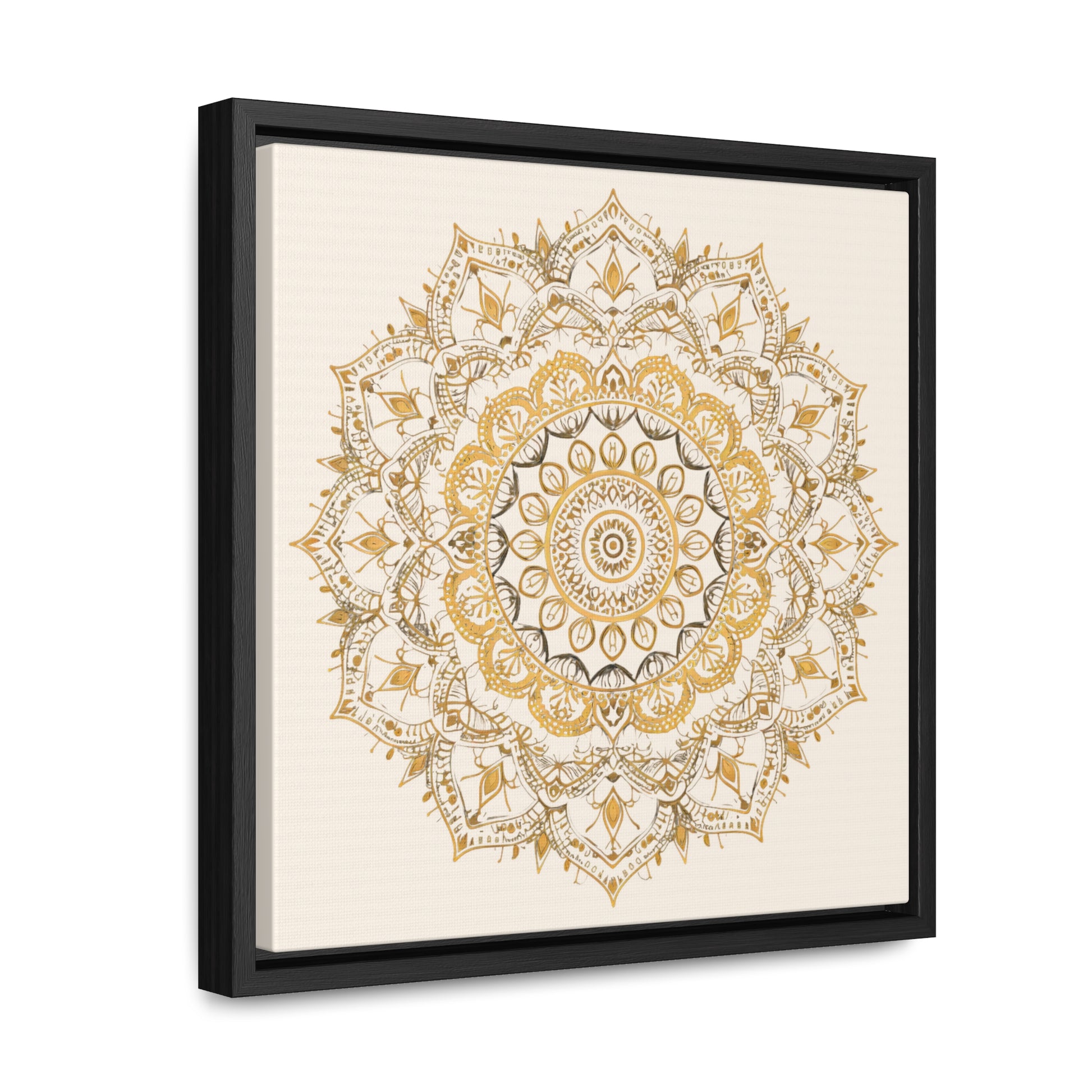 Gold Mandala on Off-White - Framed Gallery Canvas Wrap - Erdau Designs