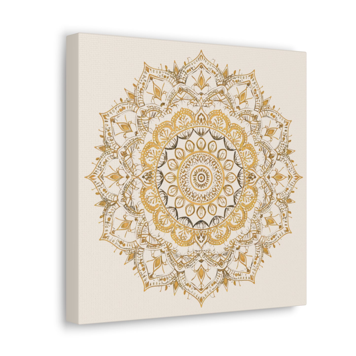 Gold Mandala on Off-White - Gallery Canvas Wrap - Erdau Designs