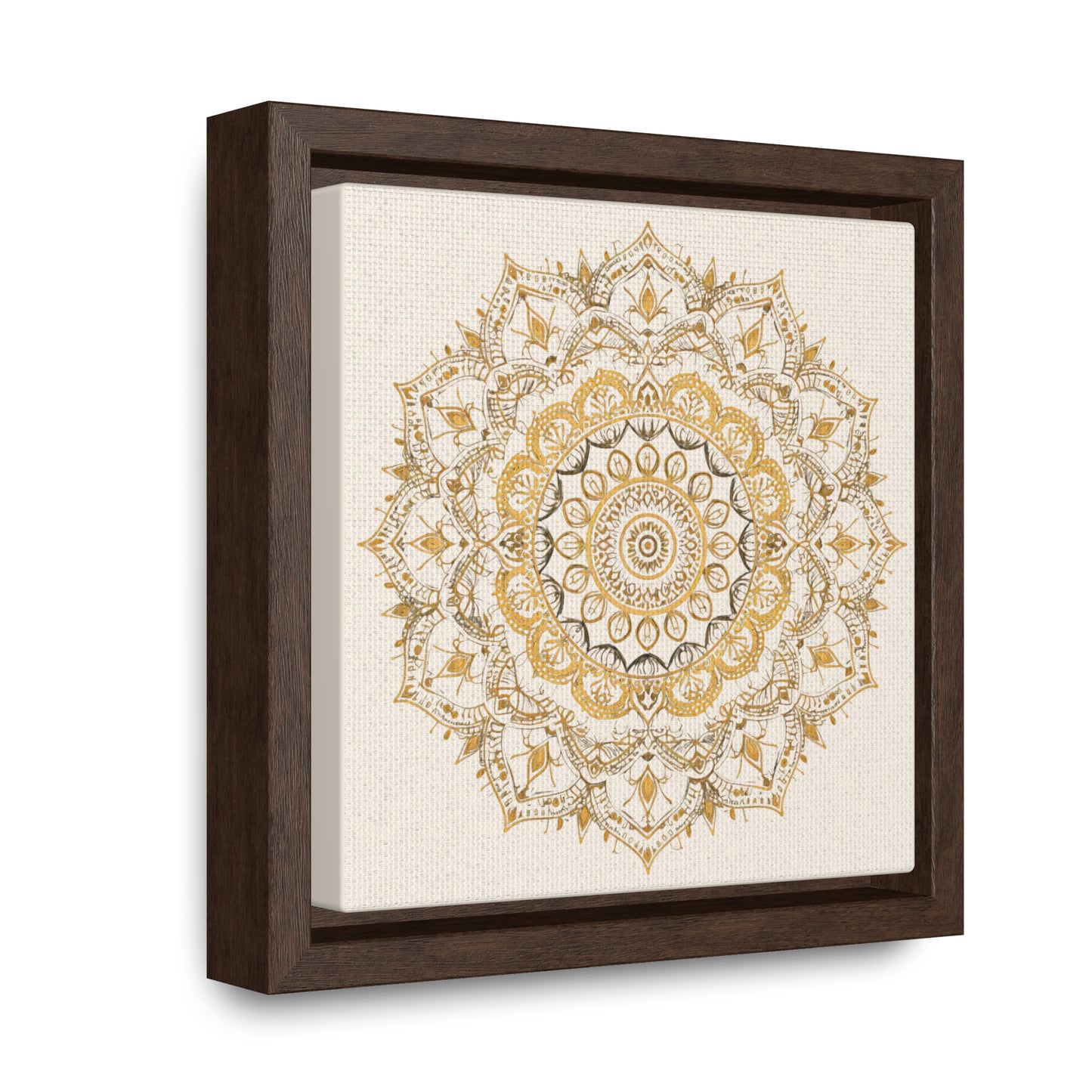 Gold Mandala on Off-White - Framed Gallery Canvas Wrap - Erdau Designs