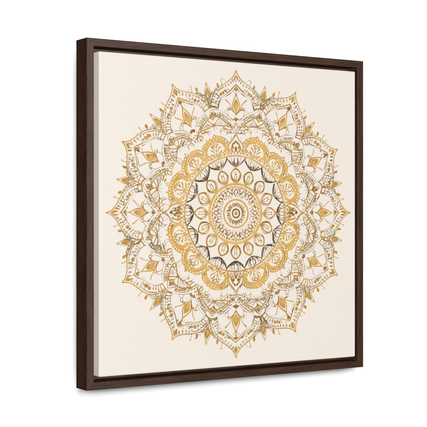 Gold Mandala on Off-White - Framed Gallery Canvas Wrap - Erdau Designs