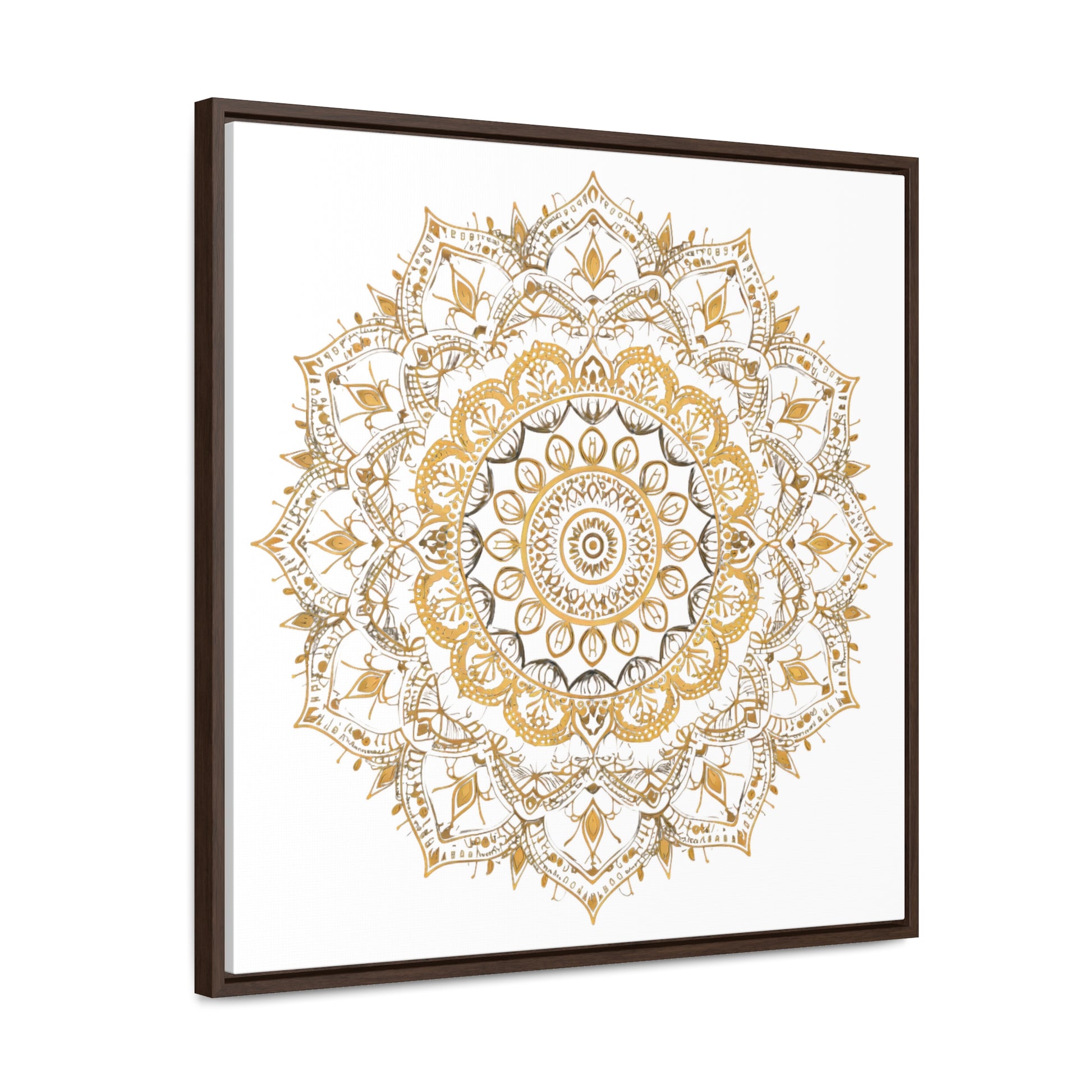 Gold Mandala on White - Framed Gallery Canvas Wrap - Erdau Designs