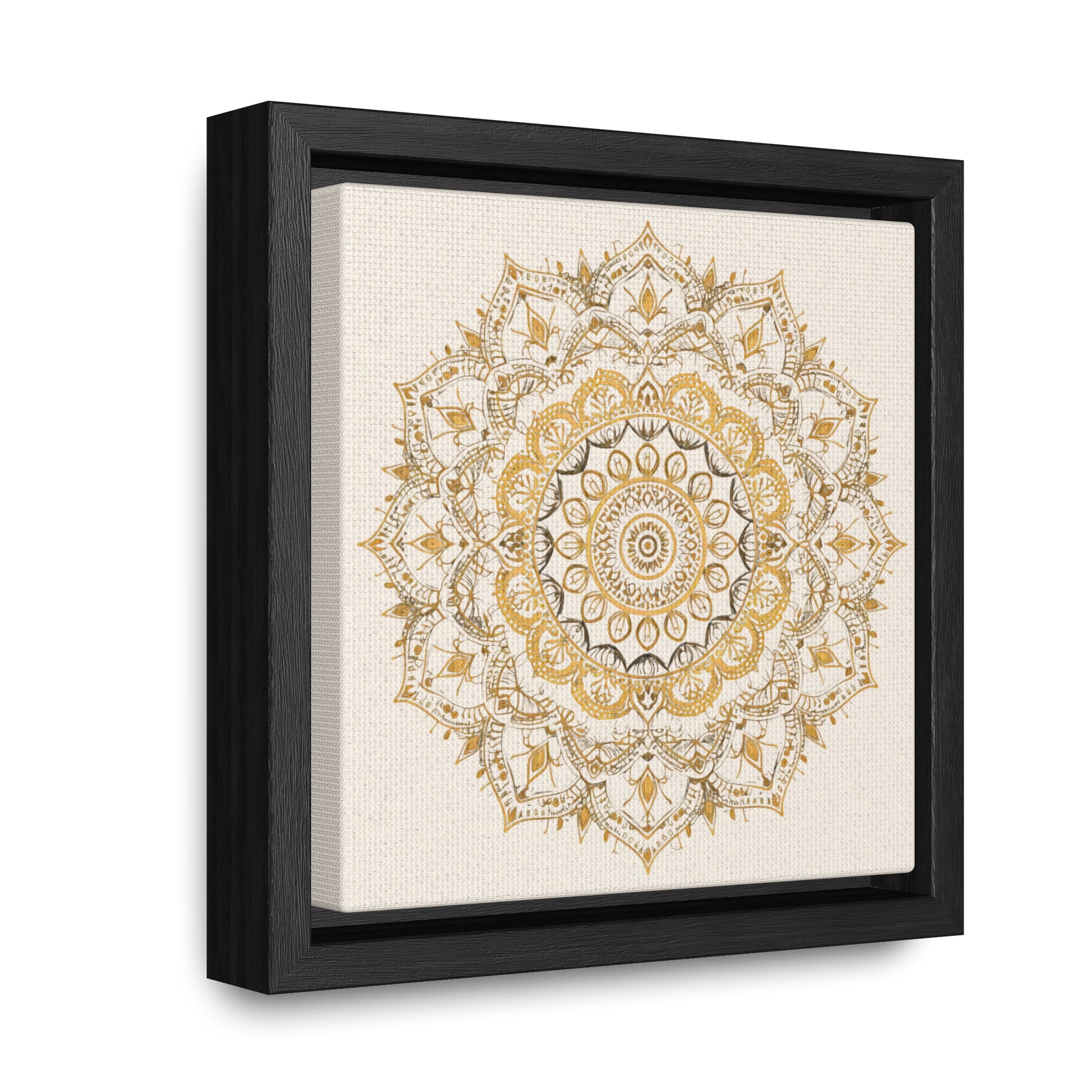 Gold Mandala on Off-White - Framed Gallery Canvas Wrap - Erdau Designs