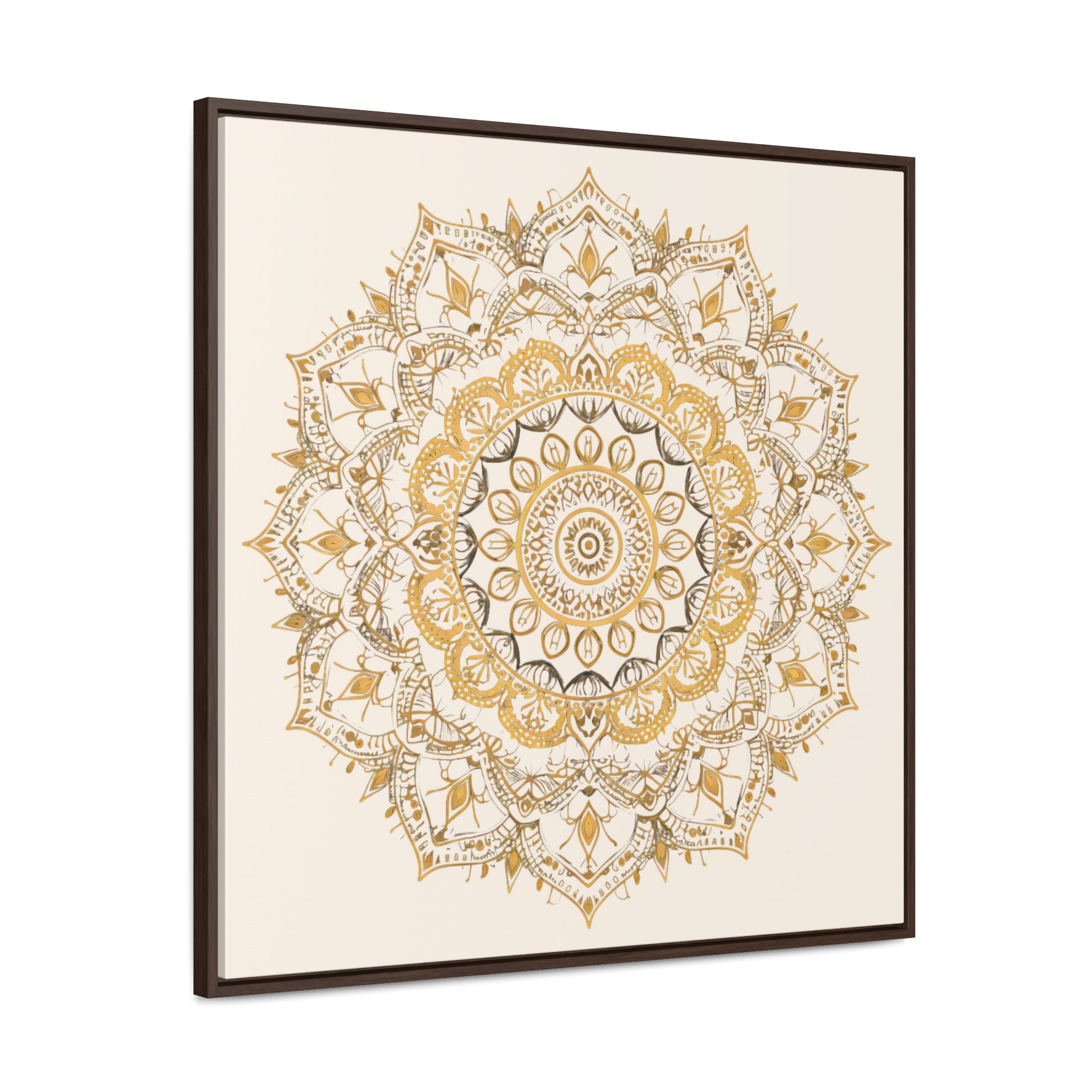 Gold Mandala on Off-White - Framed Gallery Canvas Wrap - Erdau Designs