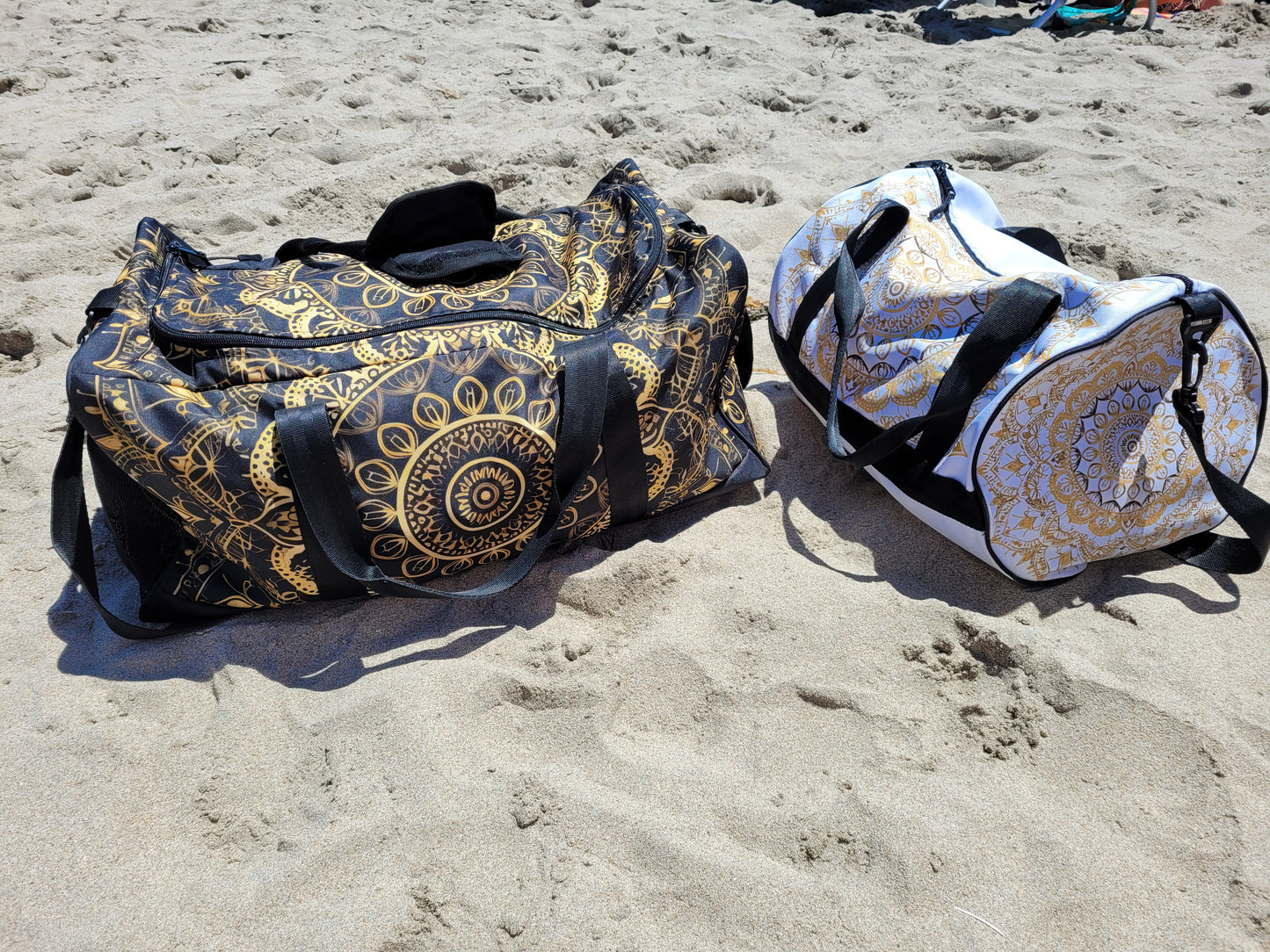 White and Gold Mandala Duffel Bag