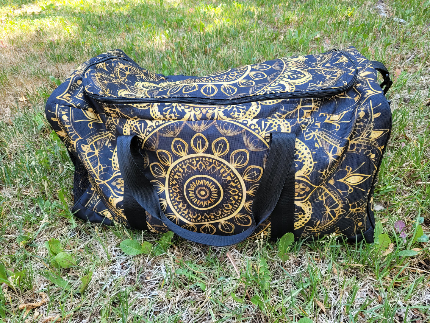 White and Gold Mandala Duffel Bag