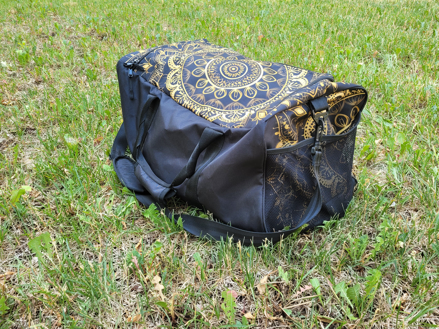 White and Gold Mandala Duffel Bag