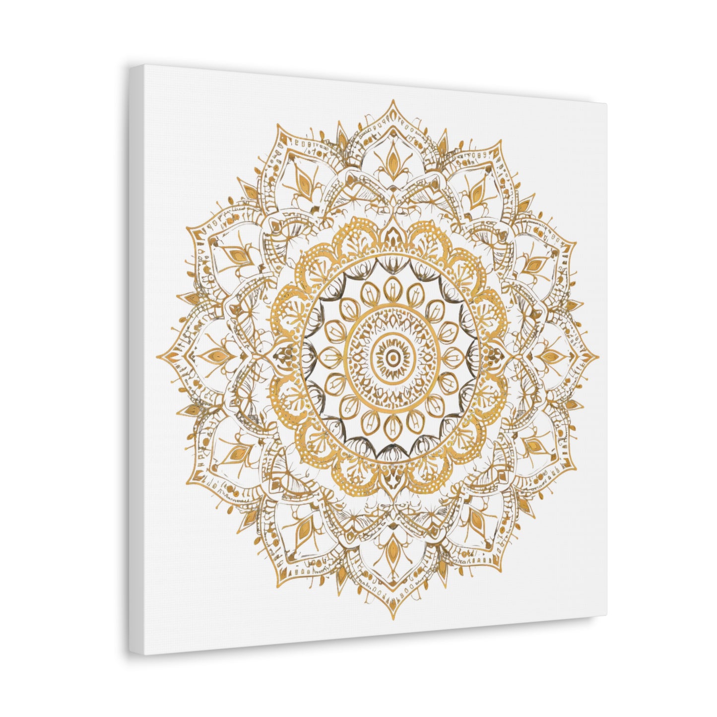 Gold Mandala on White - Gallery Canvas Wrap - Erdau Designs