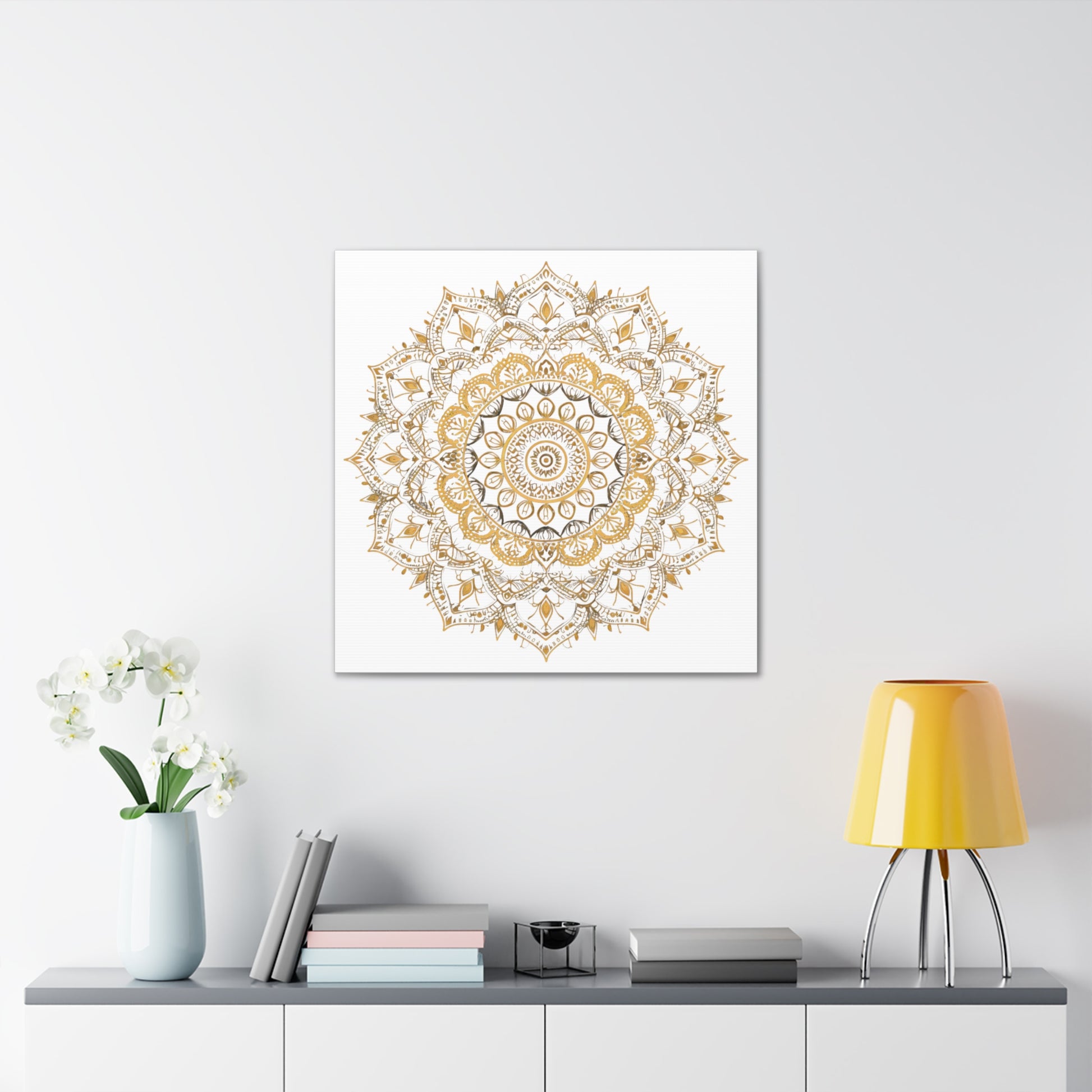 Gold Mandala on White - Gallery Canvas Wrap - Erdau Designs