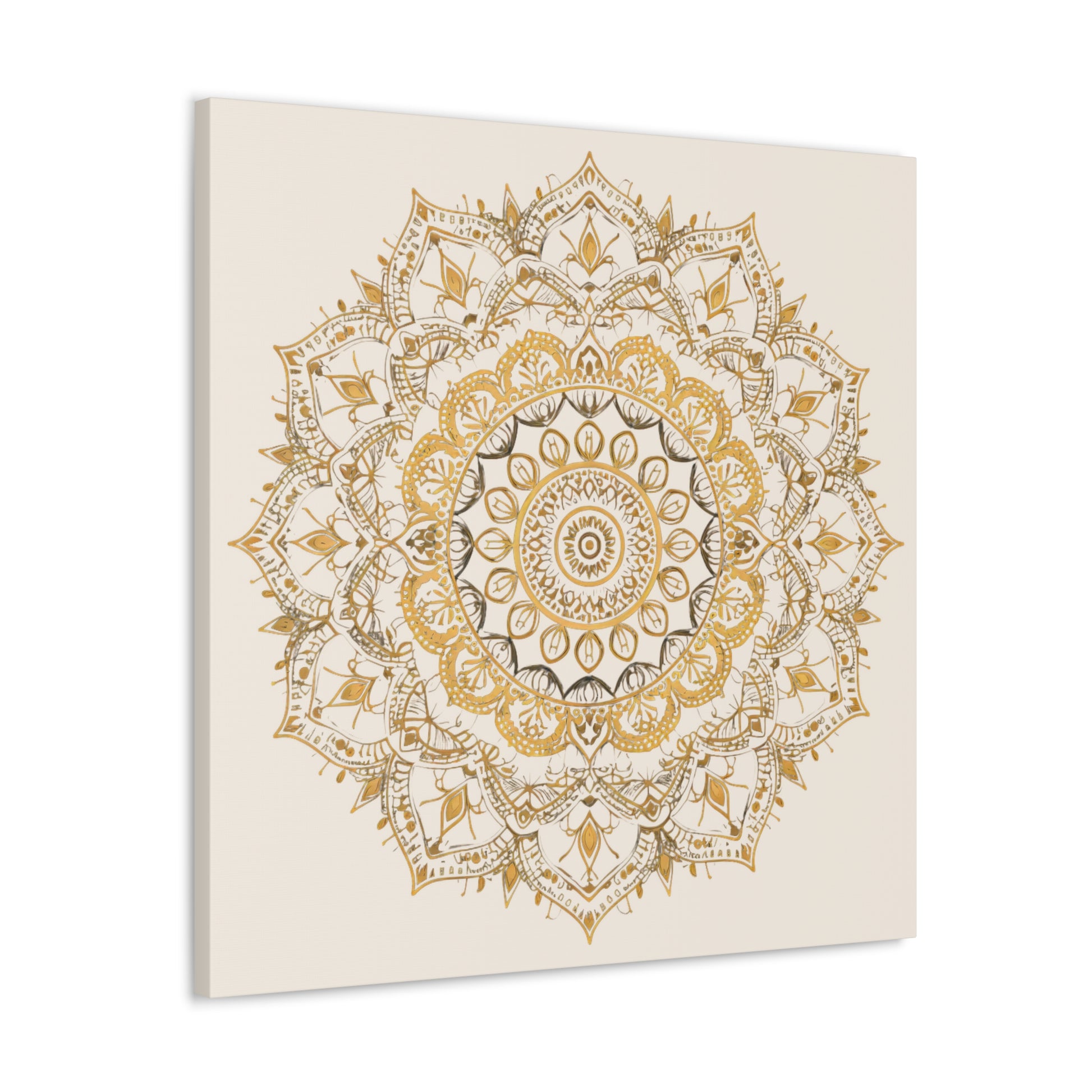 Gold Mandala on Off-White - Gallery Canvas Wrap - Erdau Designs