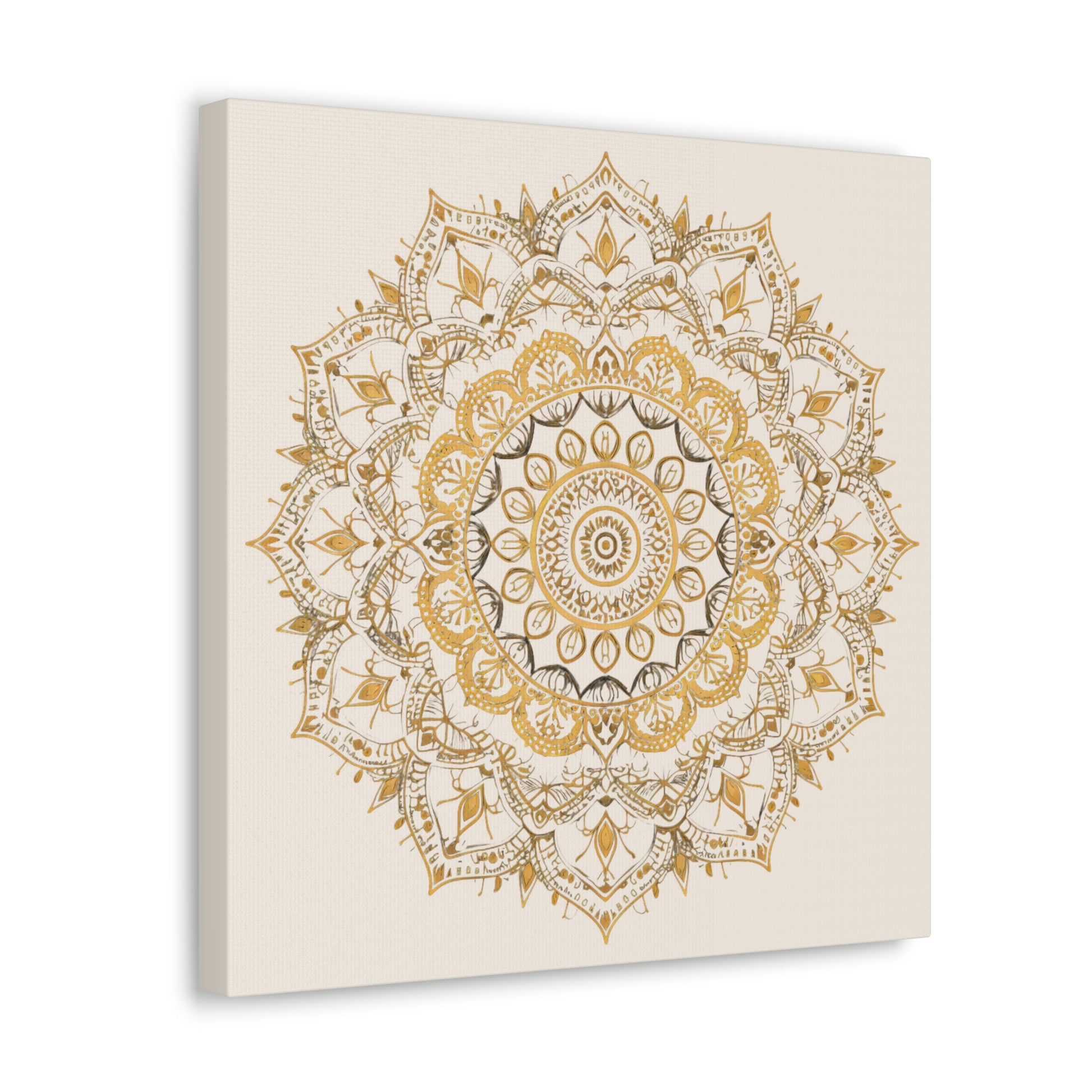 Gold Mandala on Off-White - Gallery Canvas Wrap - Erdau Designs