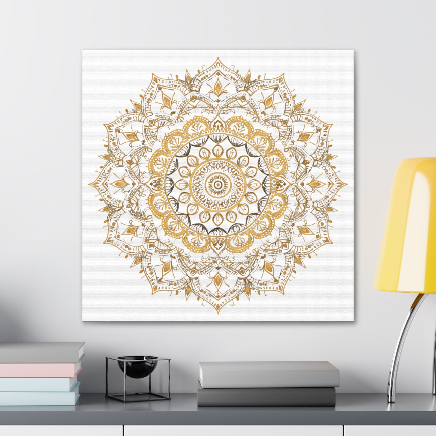 Gold Mandala on White - Gallery Canvas Wrap - Erdau Designs