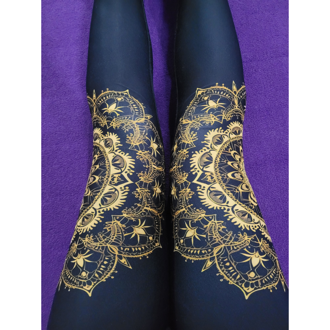 Knee Wrap Mandala - High Rise Yoga Leggings