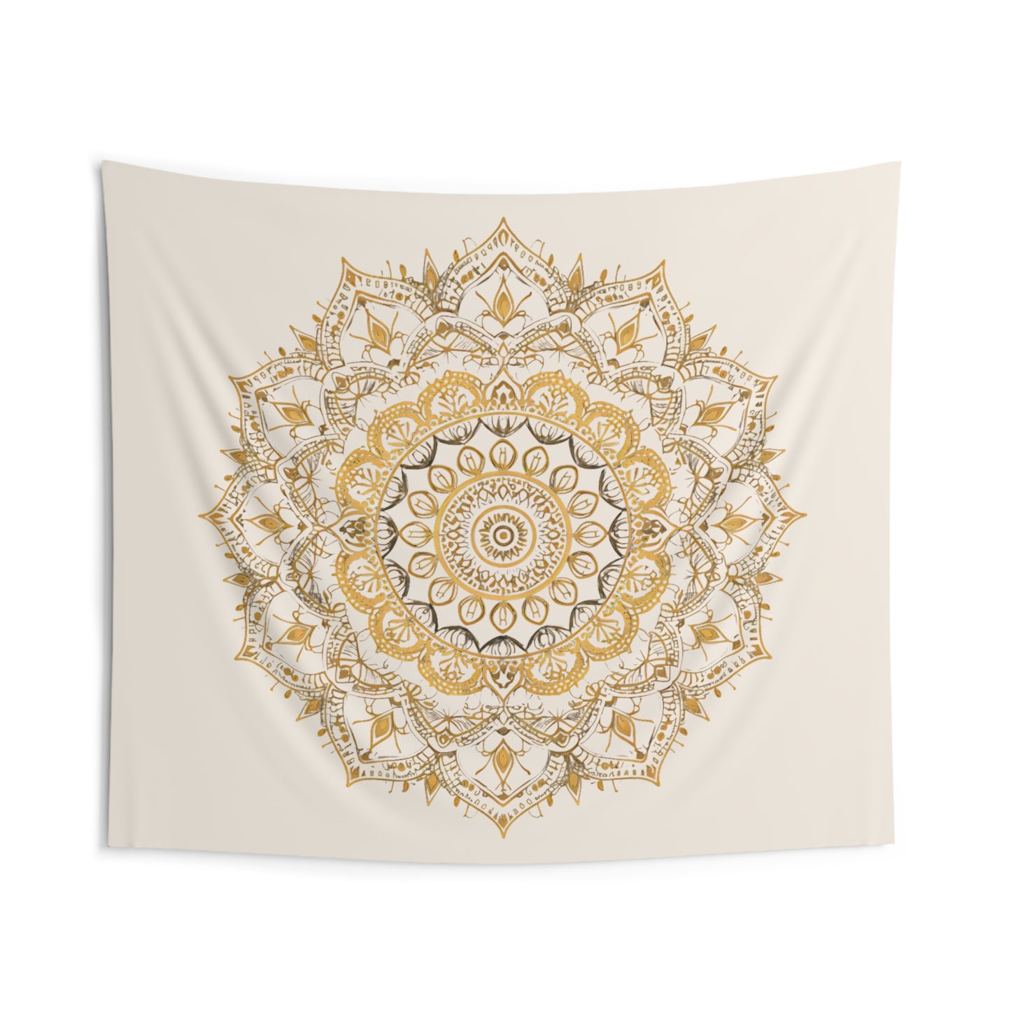 Gold Mandala on Off-White - Wall Tapestry - Erdau Designs