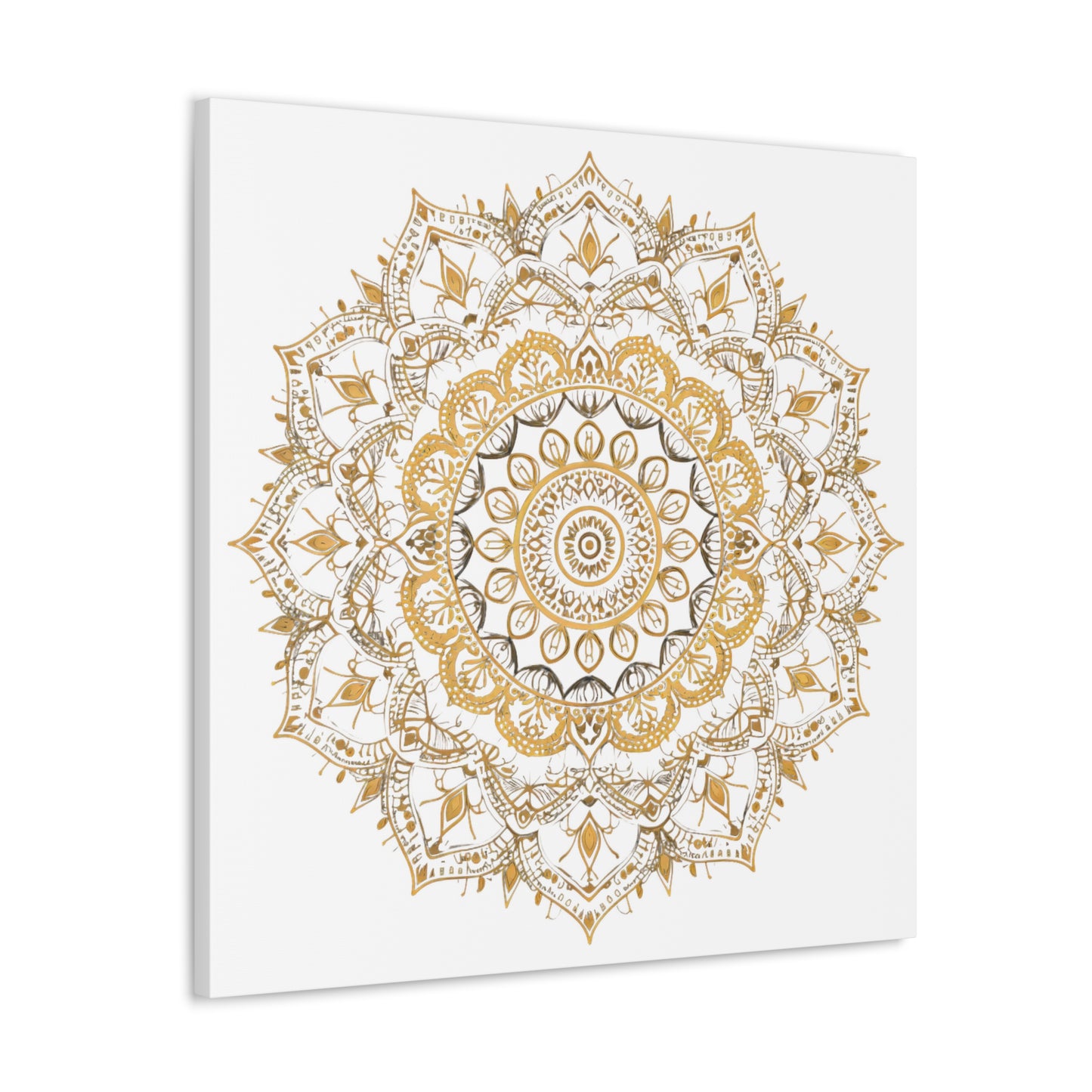 Gold Mandala on White - Gallery Canvas Wrap - Erdau Designs