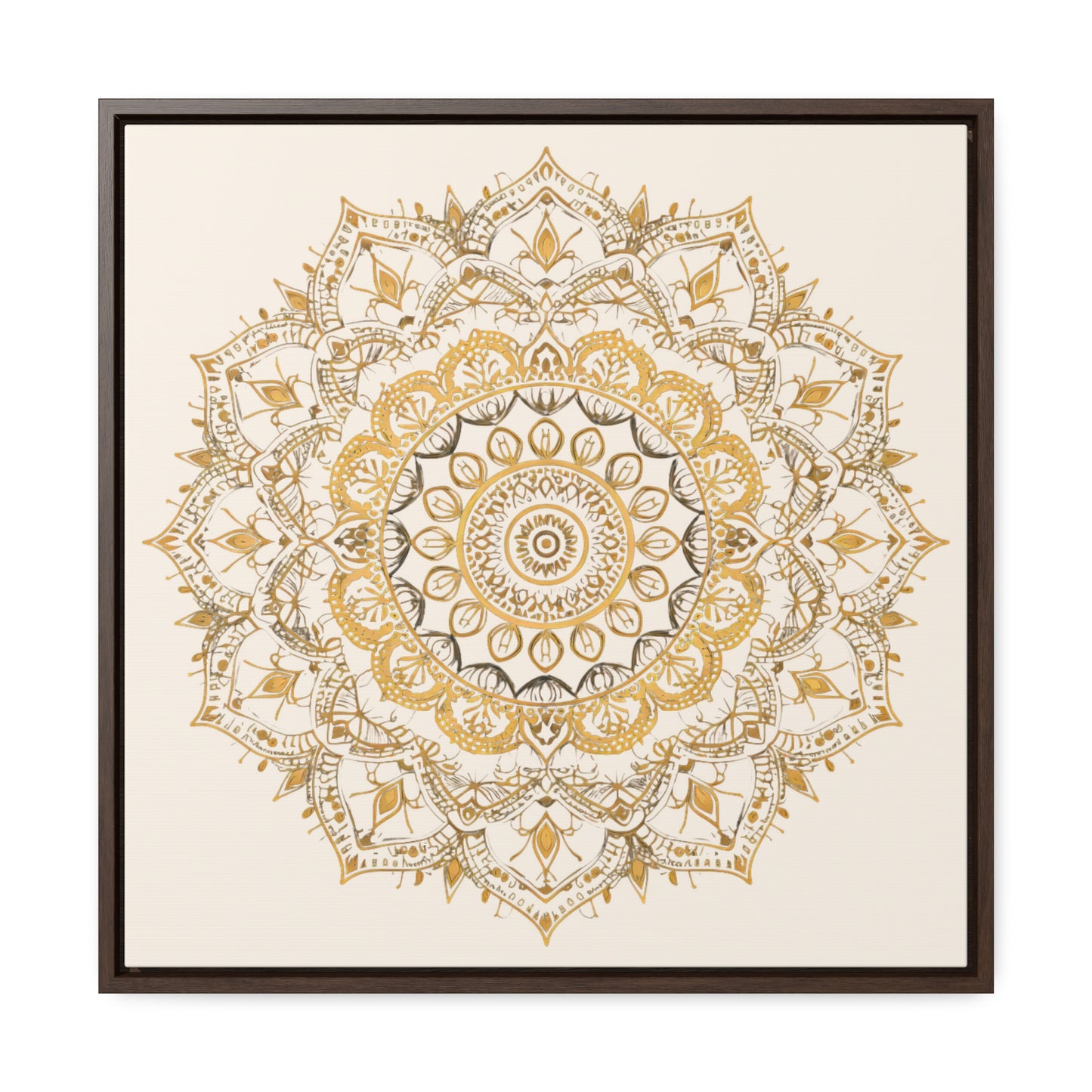 Gold Mandala on Off-White - Framed Gallery Canvas Wrap - Erdau Designs