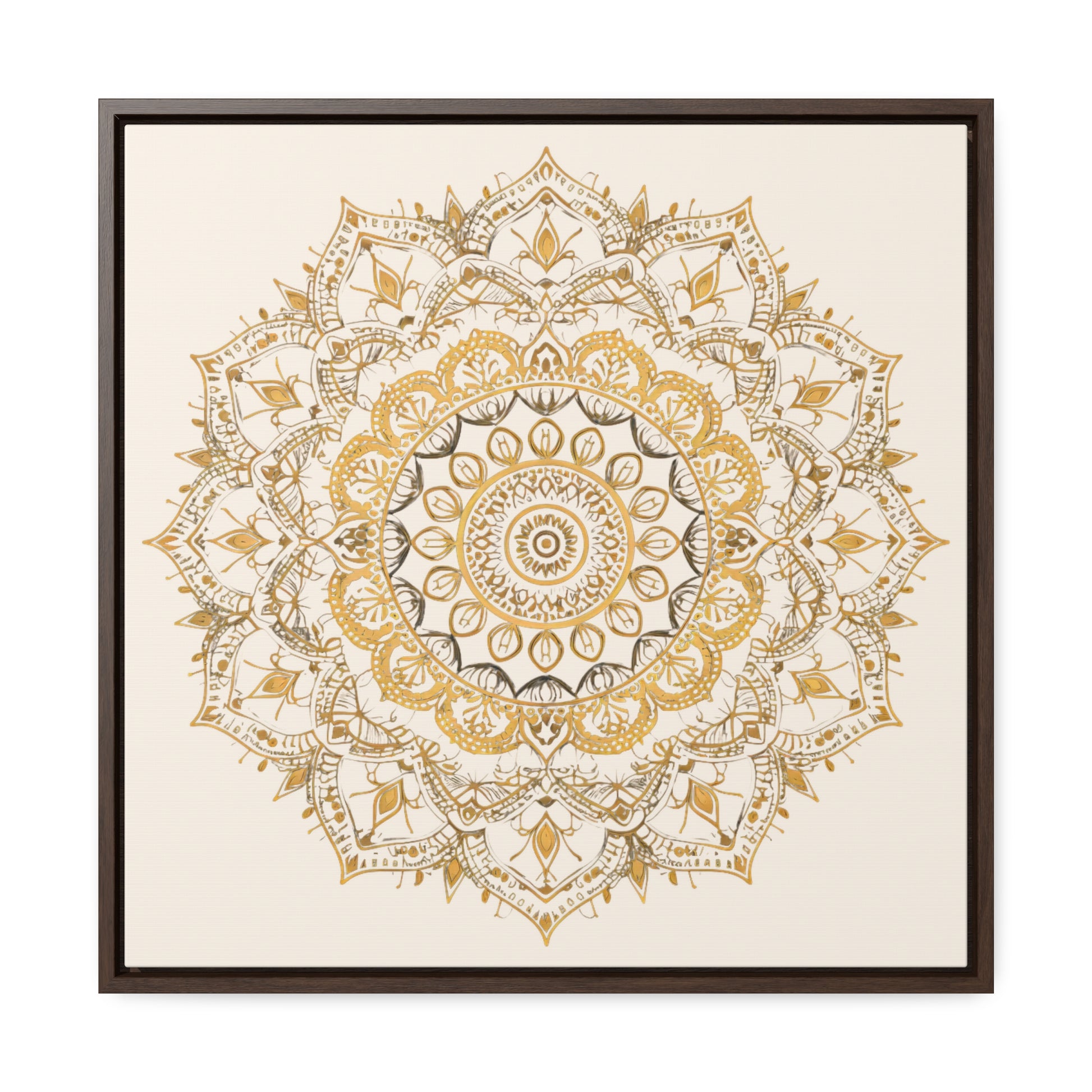 Gold Mandala on Off-White - Framed Gallery Canvas Wrap - Erdau Designs