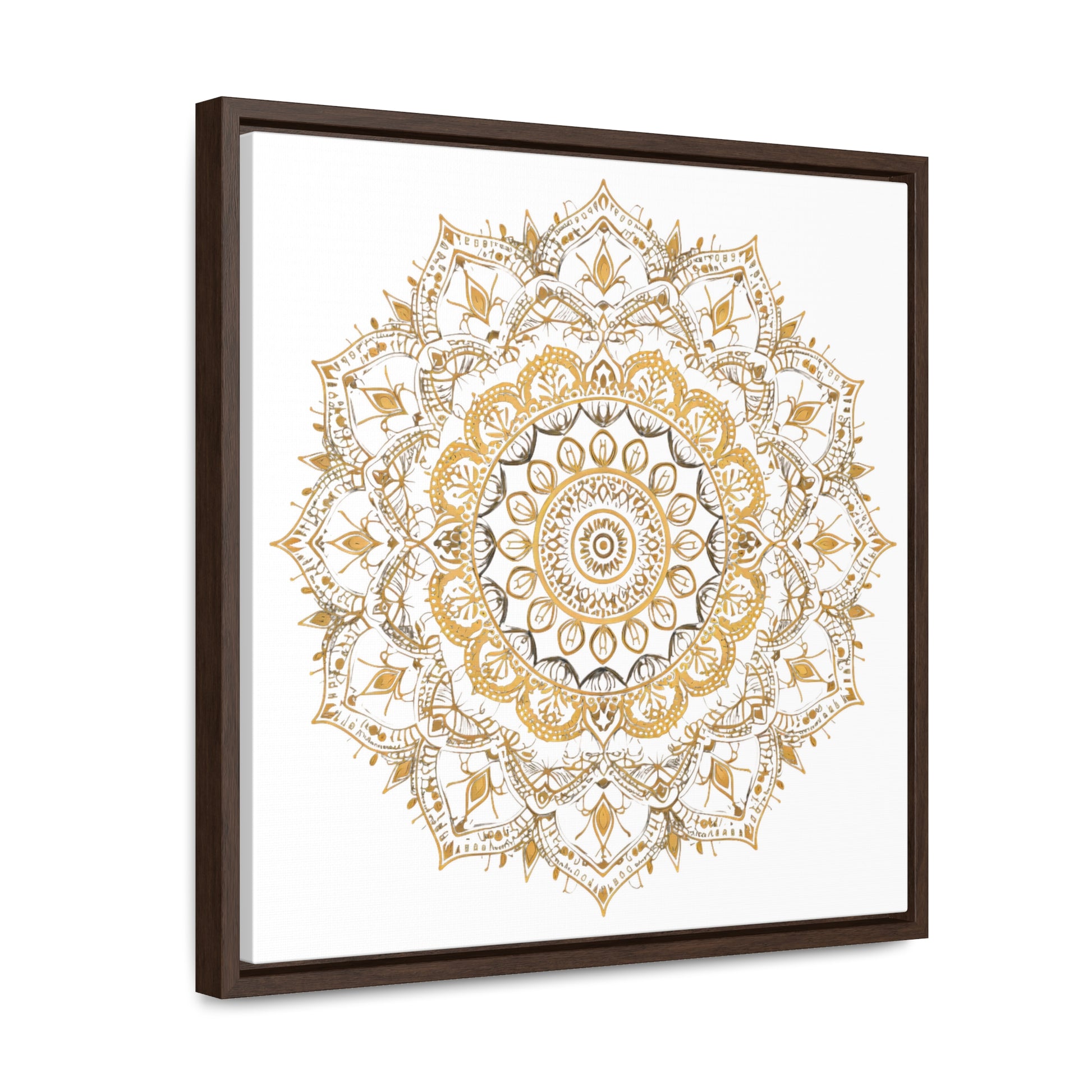 Gold Mandala on White - Framed Gallery Canvas Wrap - Erdau Designs