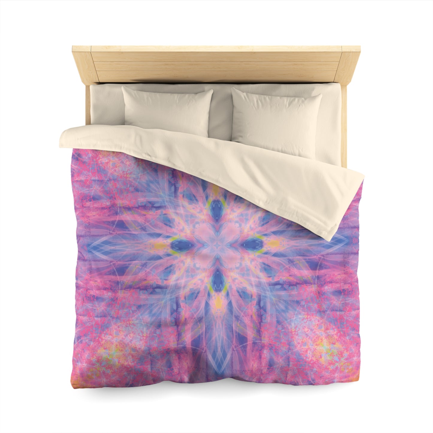 Lavender Portal Microfiber Duvet Cover with Colorful Mandala Design