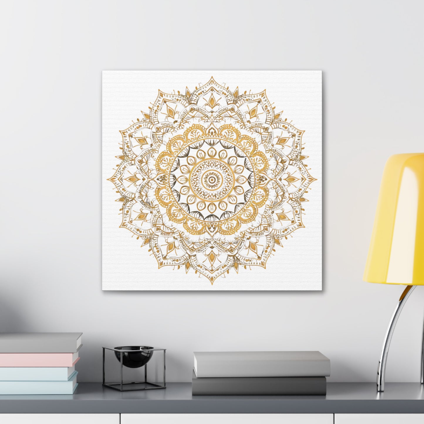 Gold Mandala on White - Gallery Canvas Wrap - Erdau Designs