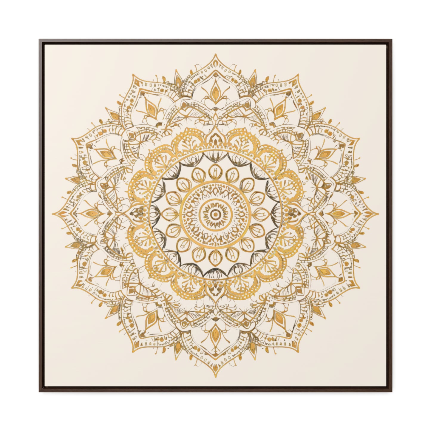 Gold Mandala on Off-White - Framed Gallery Canvas Wrap - Erdau Designs