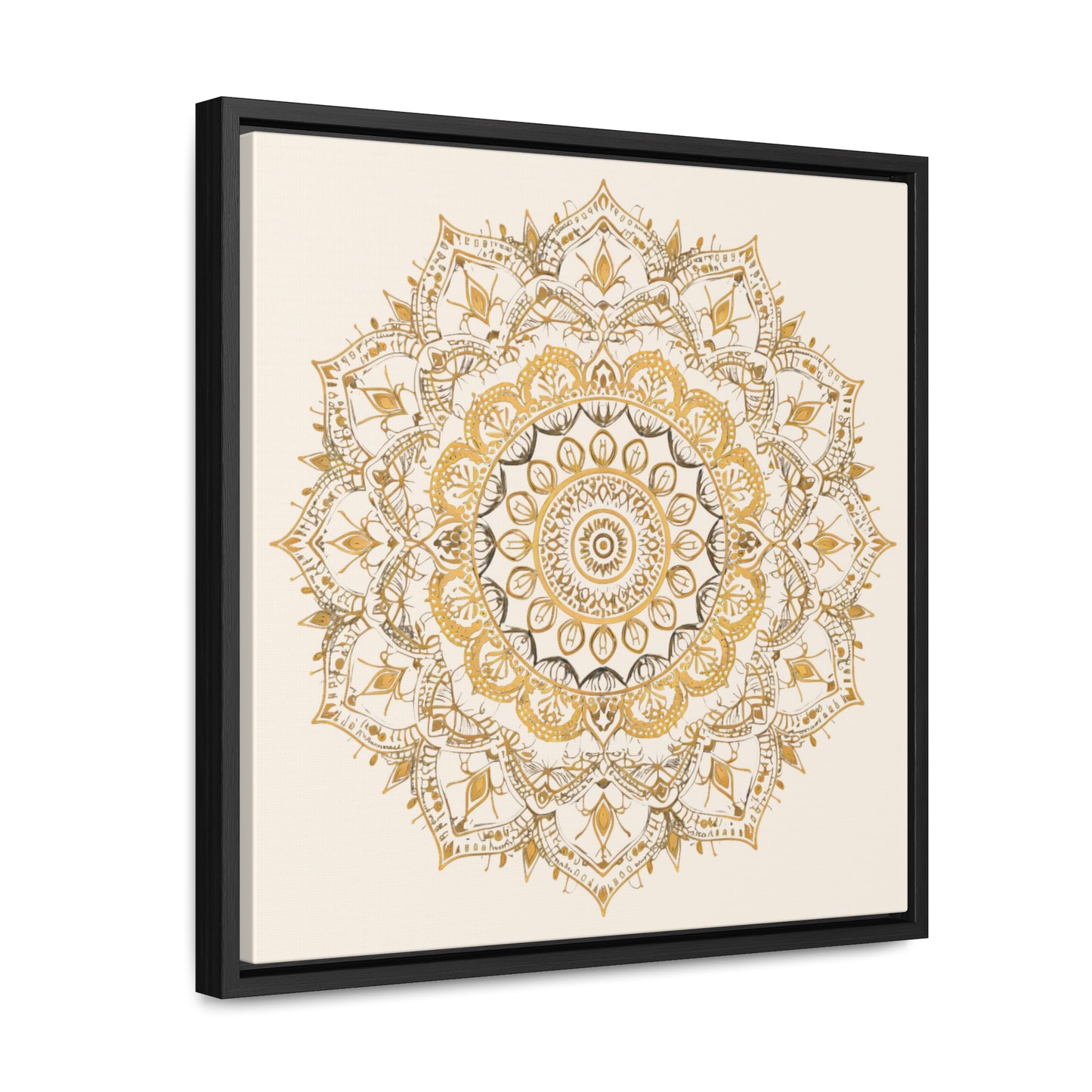 Gold Mandala on Off-White - Framed Gallery Canvas Wrap - Erdau Designs