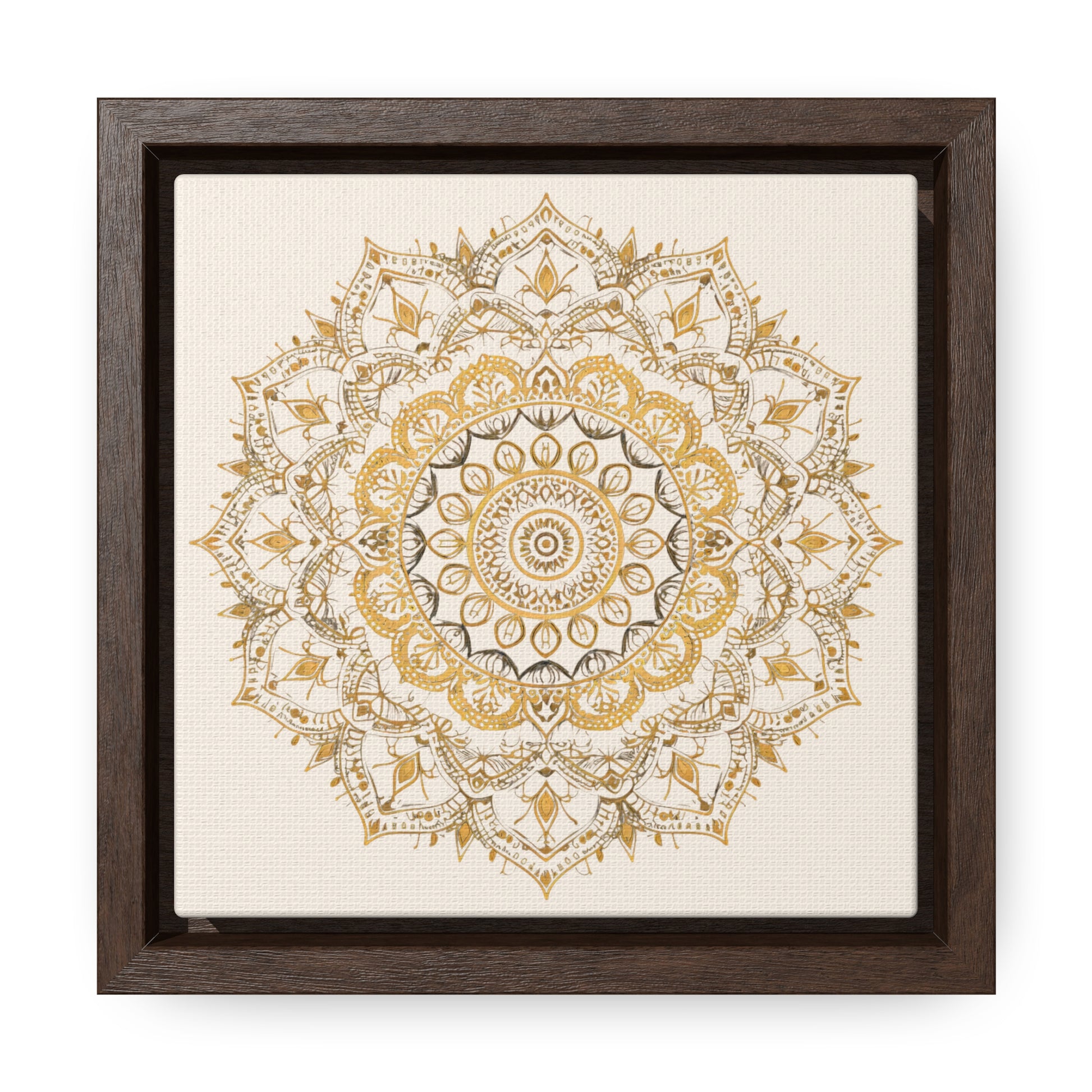 Gold Mandala on Off-White - Framed Gallery Canvas Wrap - Erdau Designs