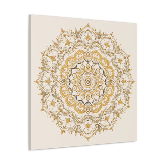 Gold Mandala on Off-White - Gallery Canvas Wrap - Erdau Designs