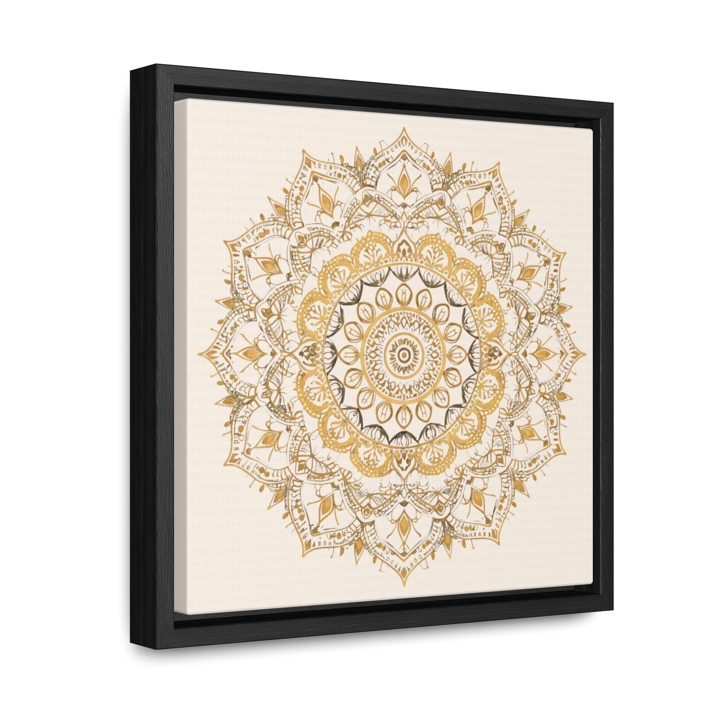 Gold Mandala on Off-White - Framed Gallery Canvas Wrap - Erdau Designs