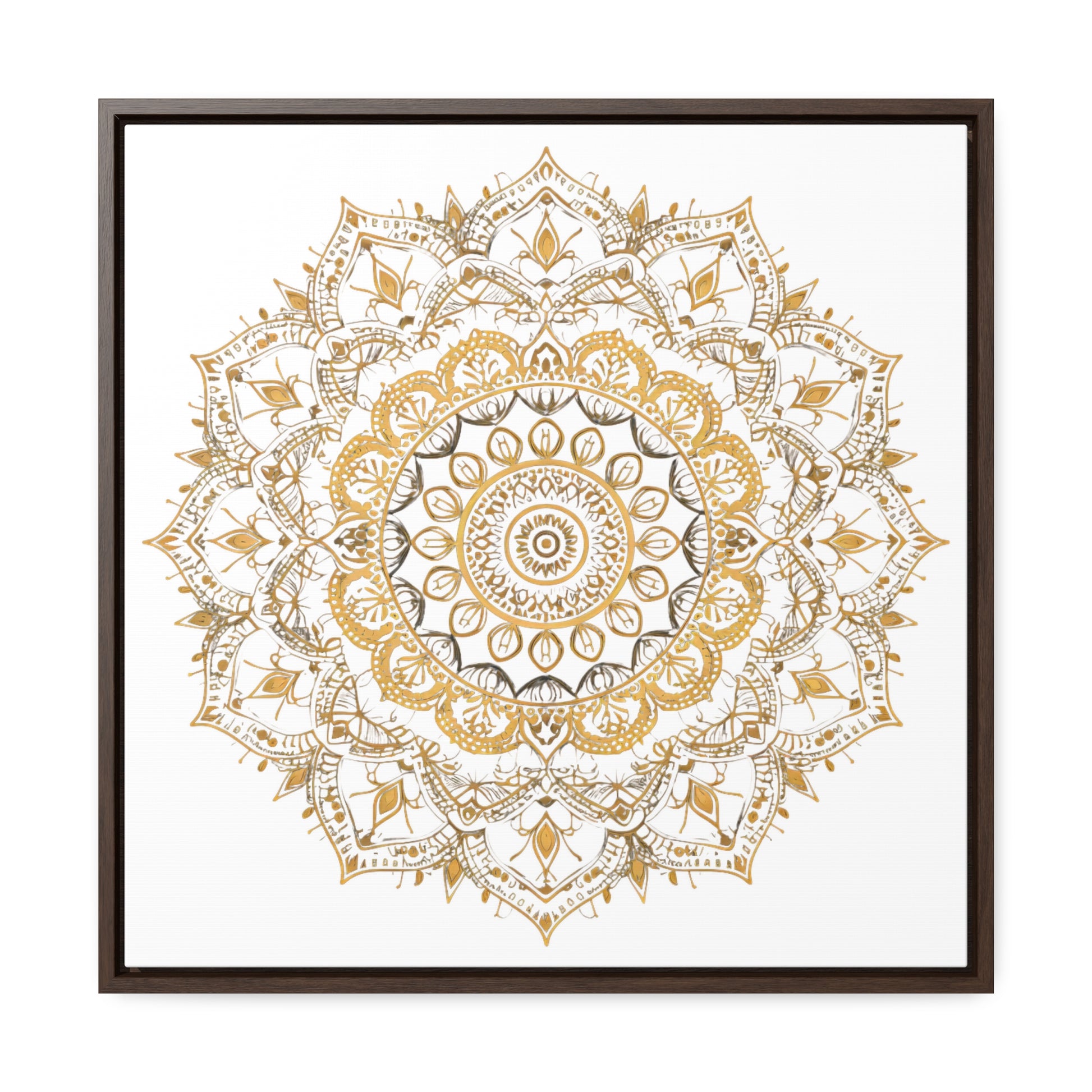 Gold Mandala on White - Framed Gallery Canvas Wrap - Erdau Designs