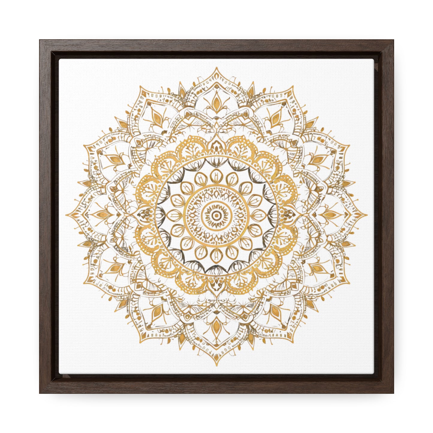 Gold Mandala on White - Framed Gallery Canvas Wrap - Erdau Designs